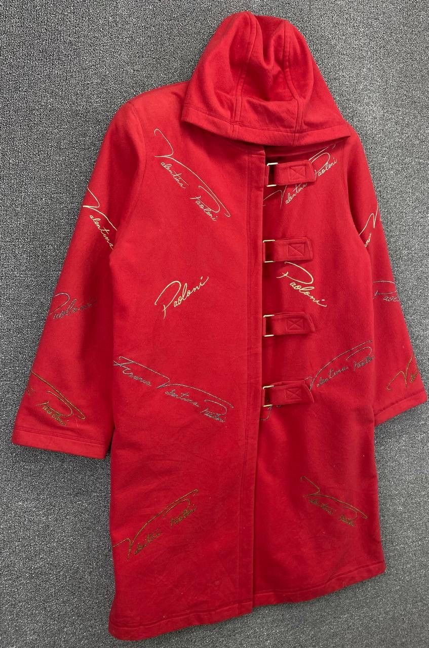 Paoloni Vintage Franca V Paoloni Red Hoodie Wool Coat Long Jacket Size US L / EU 52-54 / 3 - 2 Thumbnail
