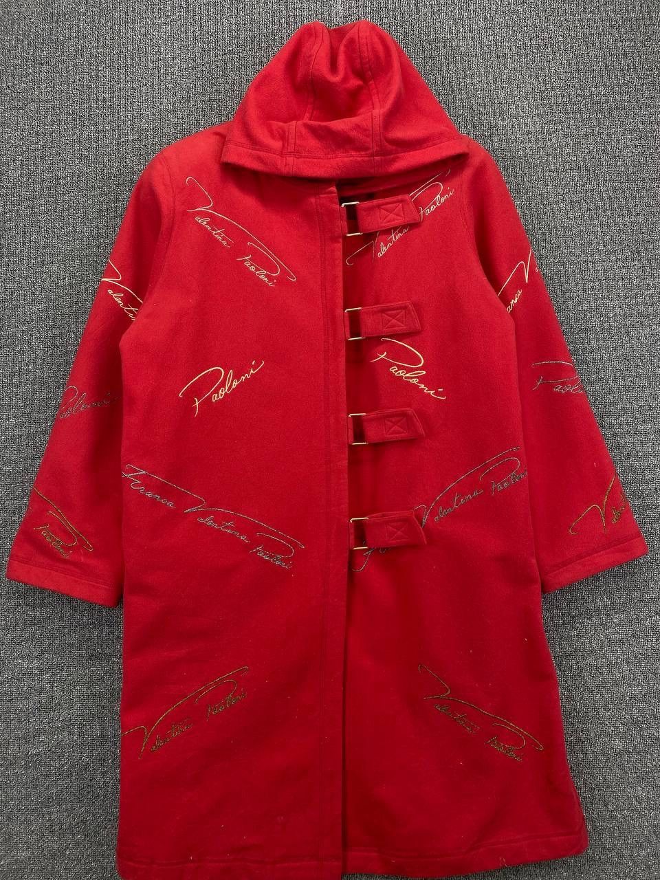 Paoloni Vintage Franca V Paoloni Red Hoodie Wool Coat Long Jacket Size US L / EU 52-54 / 3 - 5 Thumbnail