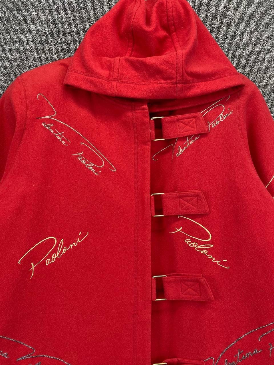 Paoloni Vintage Franca V Paoloni Red Hoodie Wool Coat Long Jacket Size US L / EU 52-54 / 3 - 6 Thumbnail