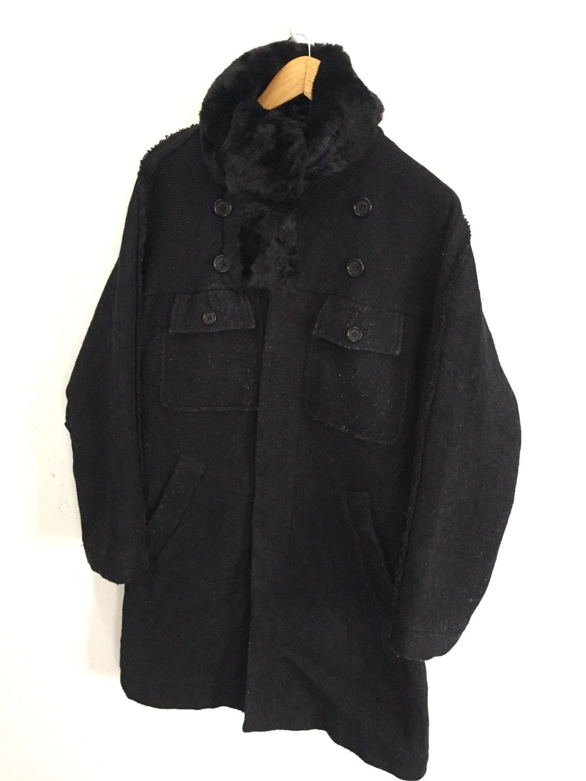 CABANE de ZUCCa GRAIL🔥90s Issey Miyake Zucca Fur Neck Long Coat Jacket Size US M / EU 48-50 / 2 - 4 Thumbnail