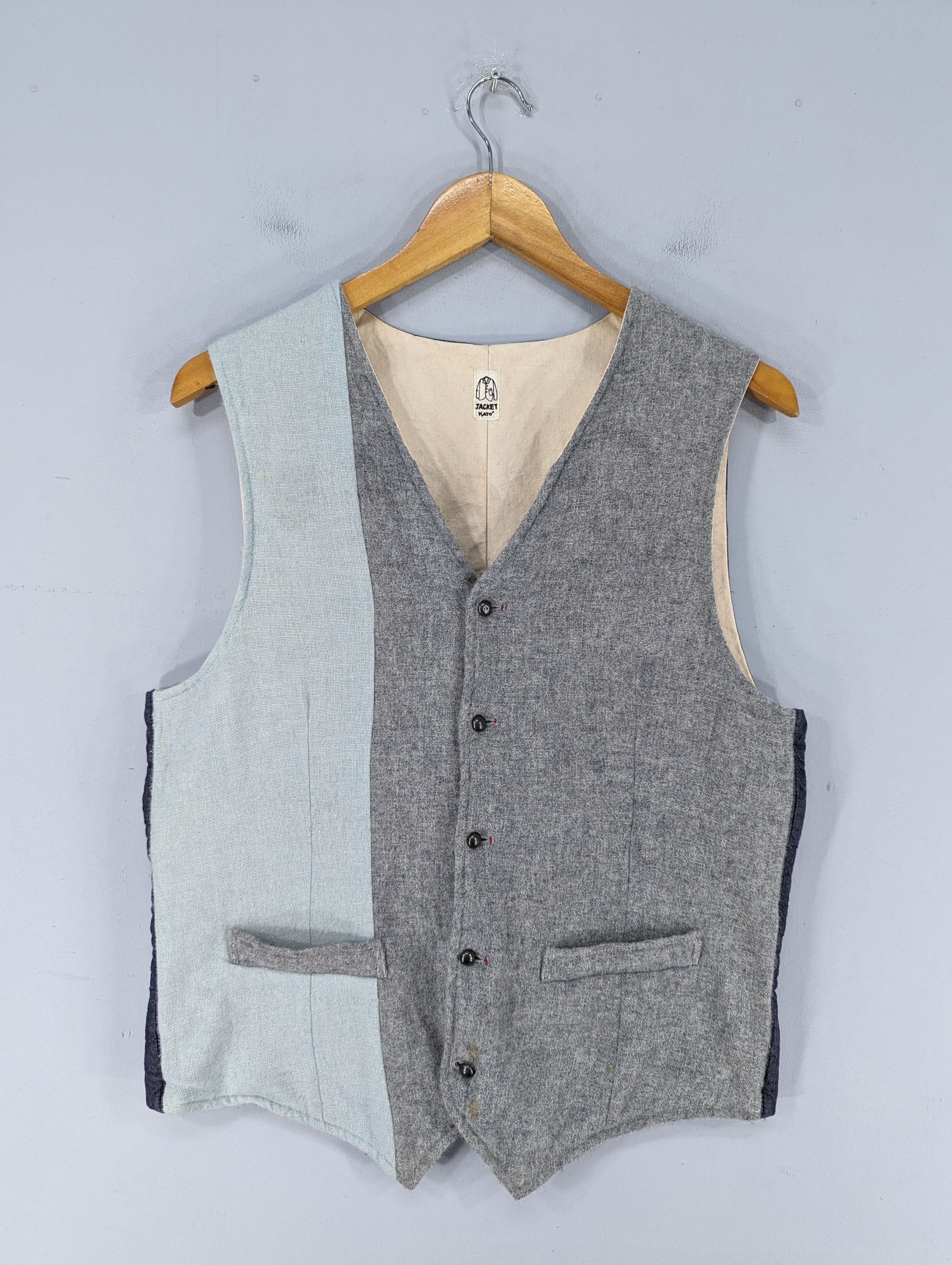 image of hiroshi Kato Wool Buckle Back Vest Jacket, Men's (Size Medium)
