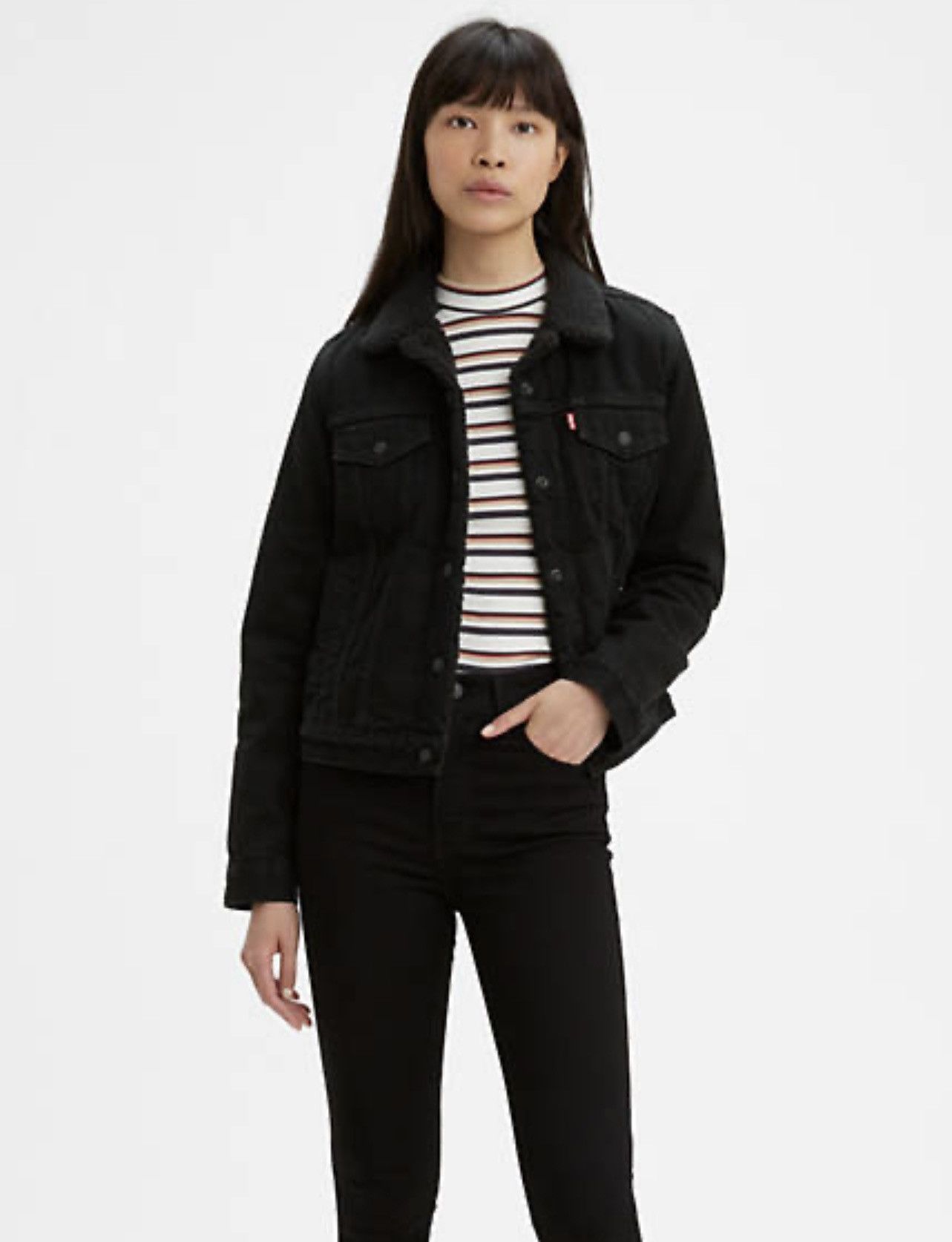 Cowboy Equipment × Levi's Levi’s black Sherpa denim jacket Size S / US 4 / IT 40 - 2 Thumbnail
