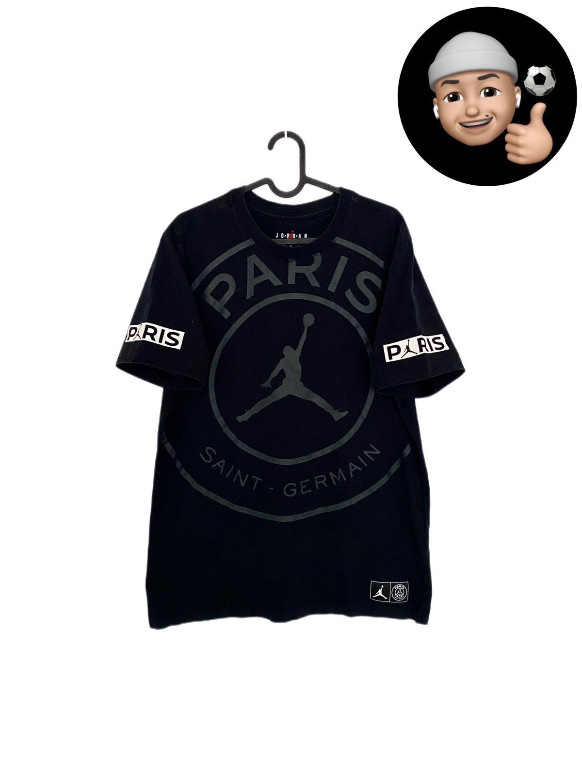 Jordan Brand × Nike PSG Paris Nike Jordan Men SS Black Logo Tee Shirt Top Kit Size US M / EU 48-50 / 2 - 1 Thumbnail