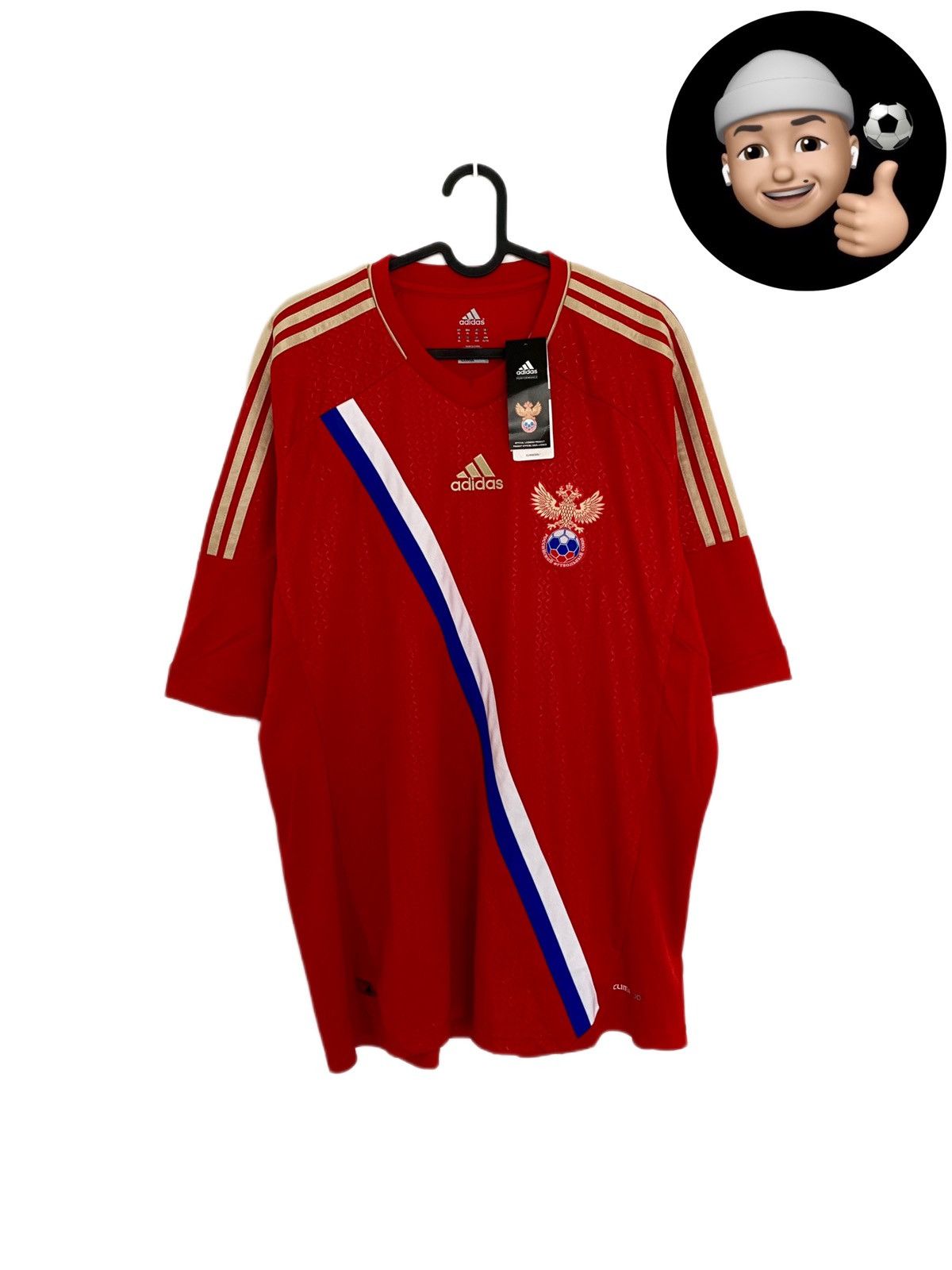 image of 2011 2012 New Russia National Adidas Home Soccer Jersey Kit in Red, Men's (Size XL)