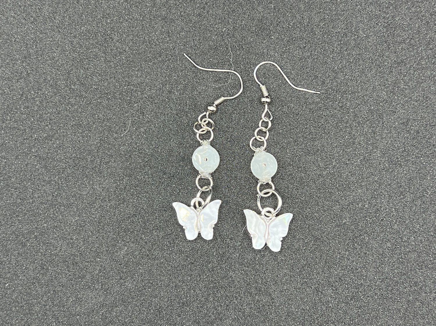 Handmade Crystal bead Butterfly dangle earrings with coin Jade Size ONE SIZE - 3 Thumbnail