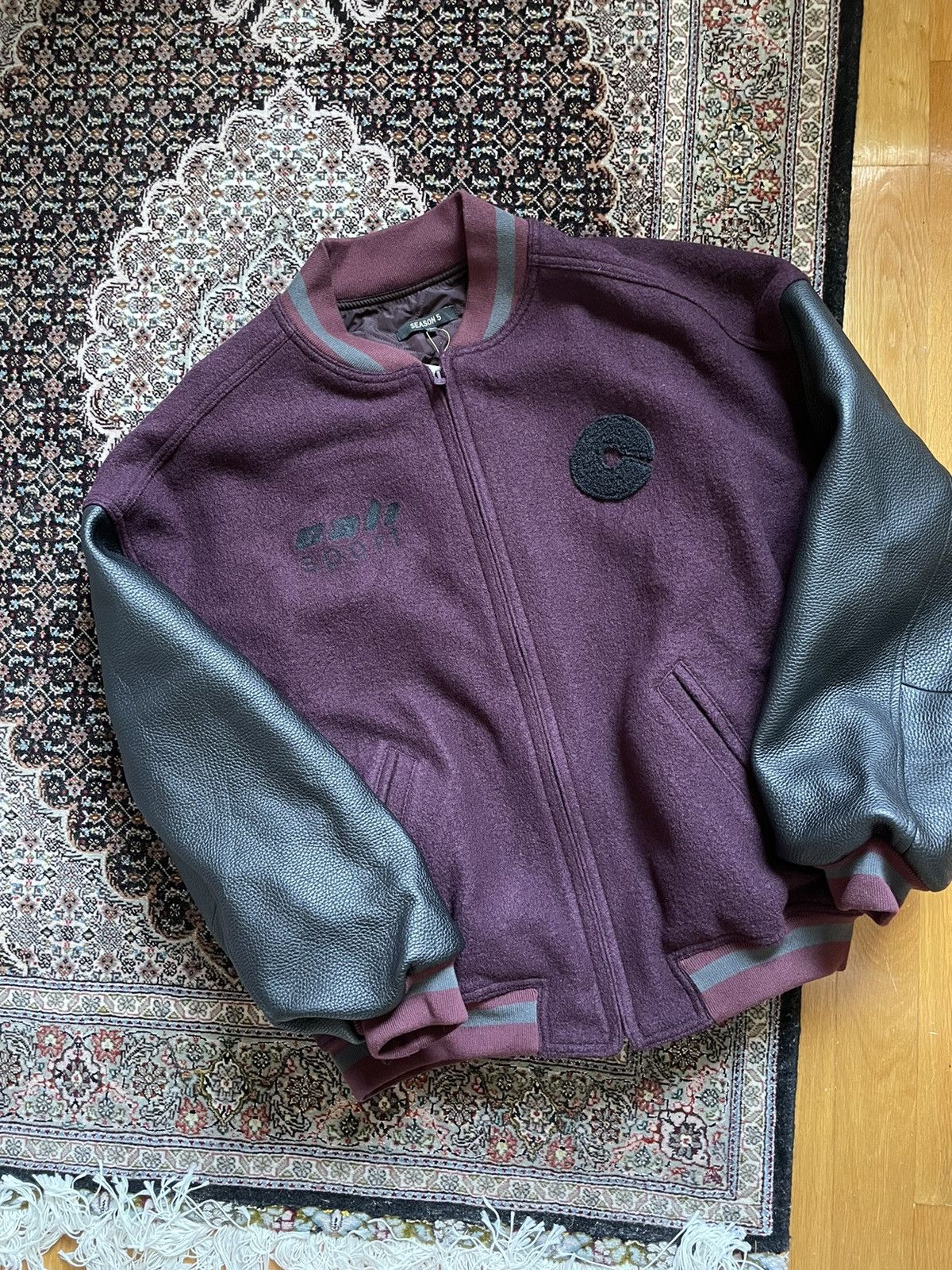 Yeezy Yeezy Season 5 Oversize Wool leather bomber college jacket | Grailed