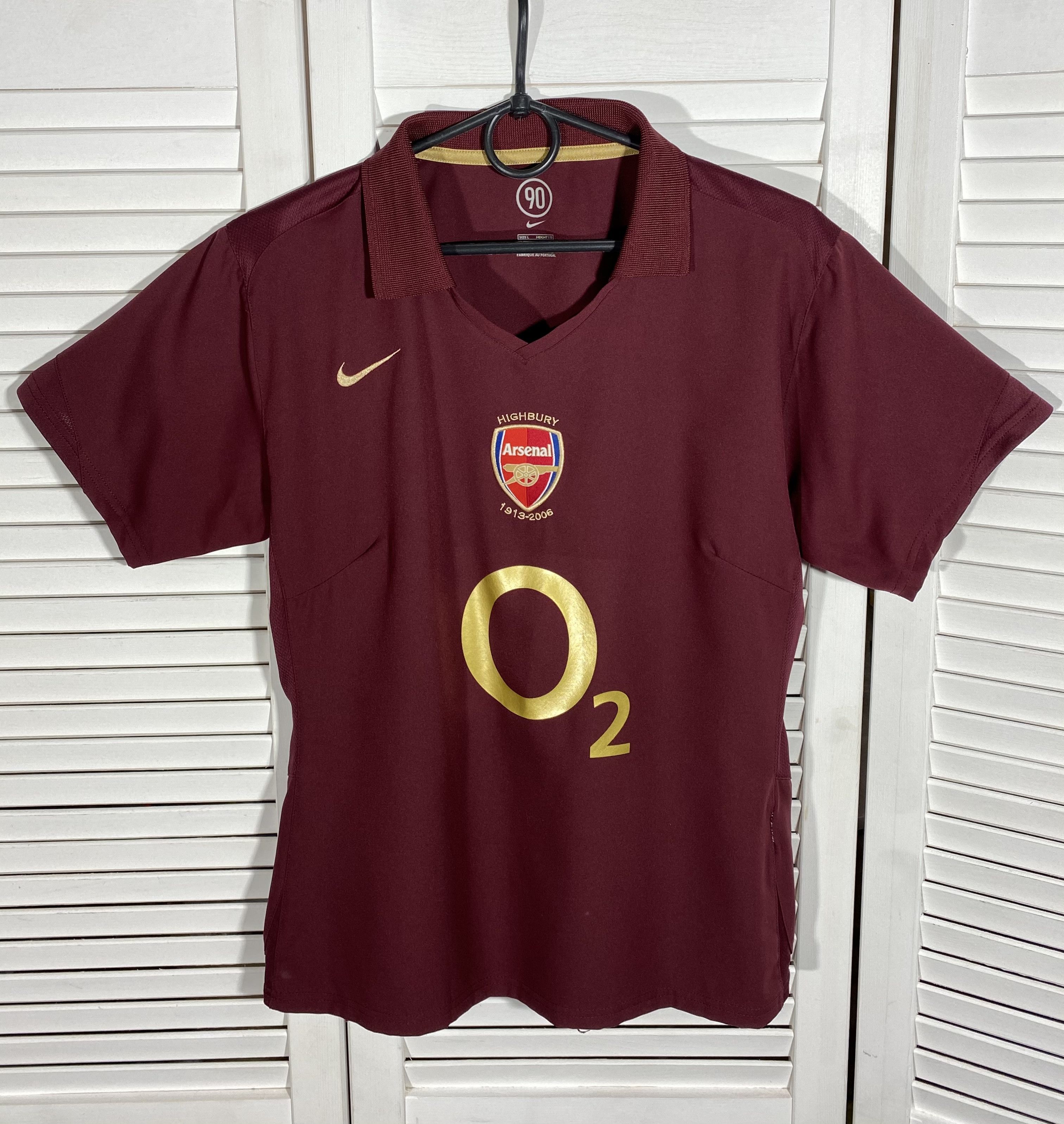 Vintage Nike arsenal Jersey O2 Highbury 1913-2006 Vintage football 