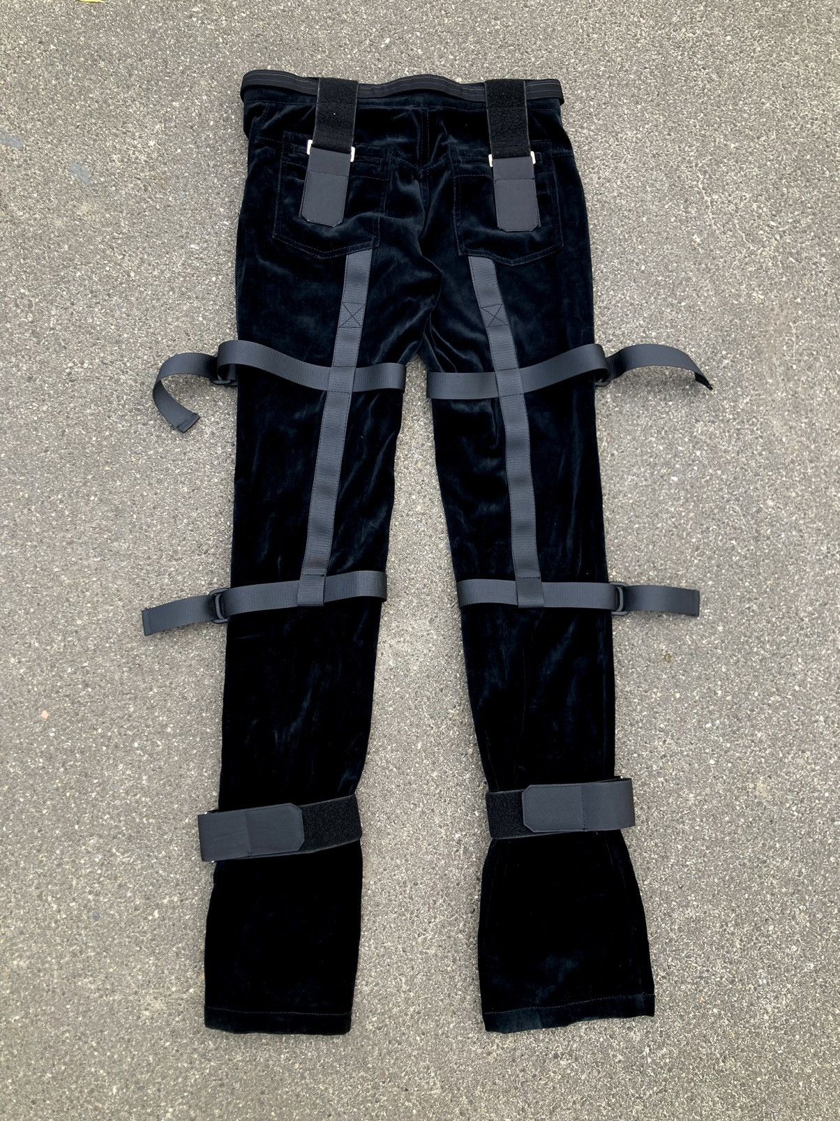 Japanese Brand × Vintage Hand Made Velour Strapped Belted Black Pants Unique Item Size 27" / US 4 / IT 40 - 4 Thumbnail
