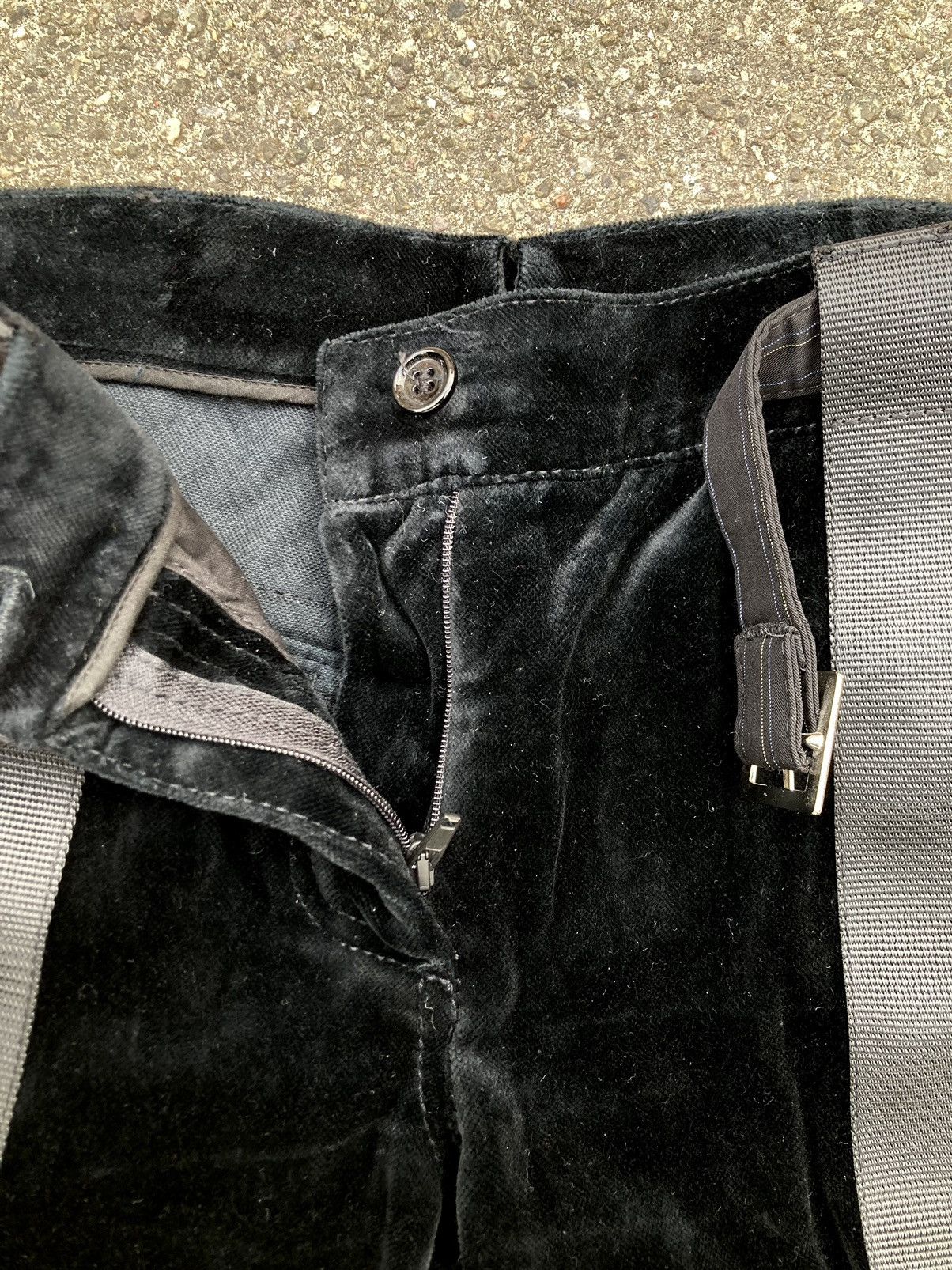 Japanese Brand × Vintage Hand Made Velour Strapped Belted Black Pants Unique Item Size 27" / US 4 / IT 40 - 7 Thumbnail