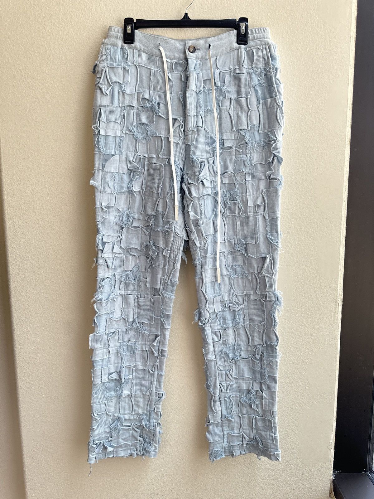 image of Christian Dada $1,200 Scab Patchwork Sweats in Blue, Men's (Size 32)