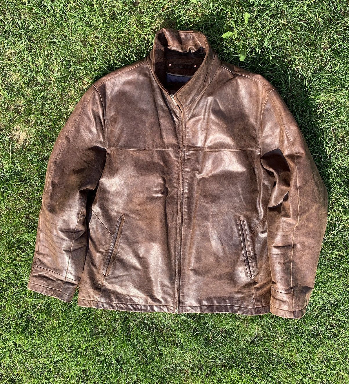 image of Archival Clothing x Karl Lagerfeld Leather Jacket Lagerfeld Home Vintage in Brown, Men's (Size XL)