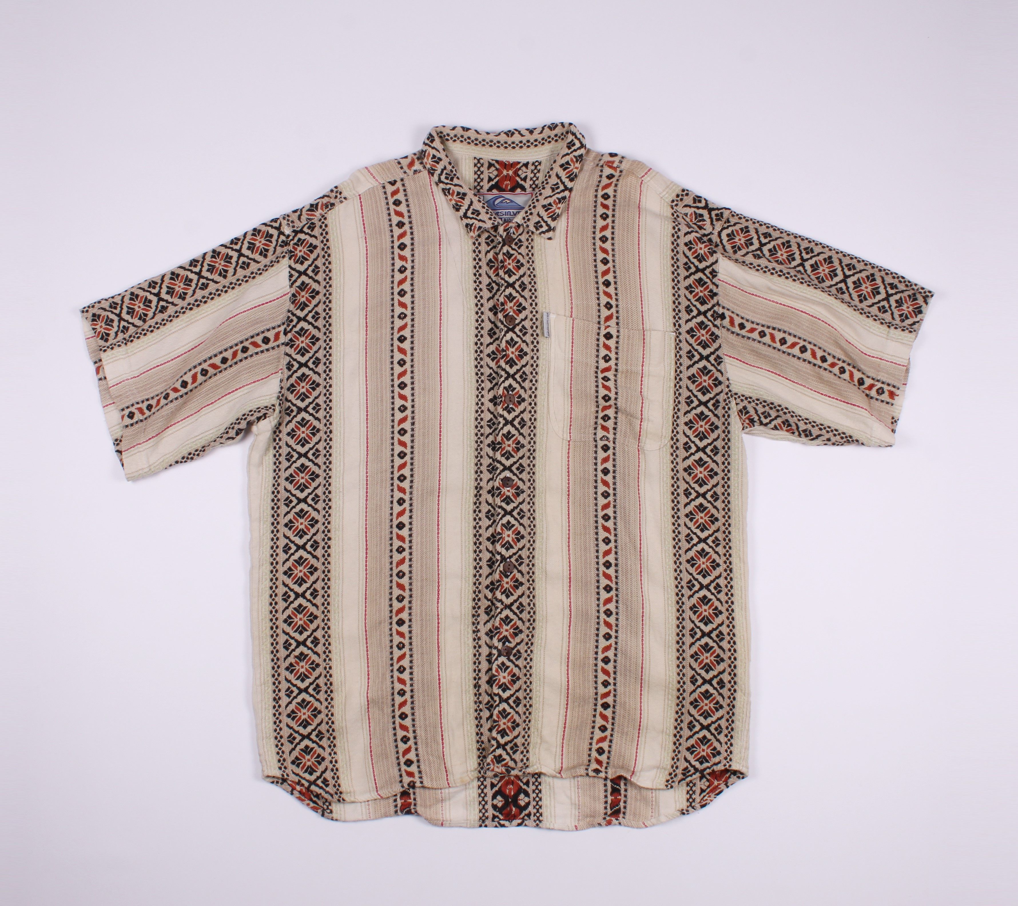 Quicksilver × Quiksilver Vintage Y2K Quiksilver Knitted Short Sleeve Shirt Size US L / EU 52-54 / 3 - 1 Thumbnail