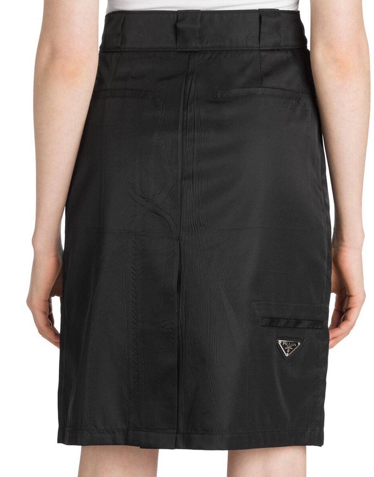 image of Prada Nylon Wrap Skirt With Triangle Logo in Black, Women's (Size 30)