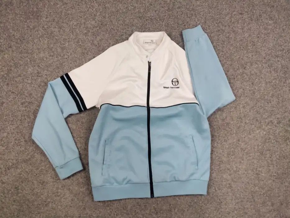 Sergio Tacchini Sergio Tacchini track top light Blue White Light Zip Jacket Size US XL / EU 56 / 4 - 5 Thumbnail