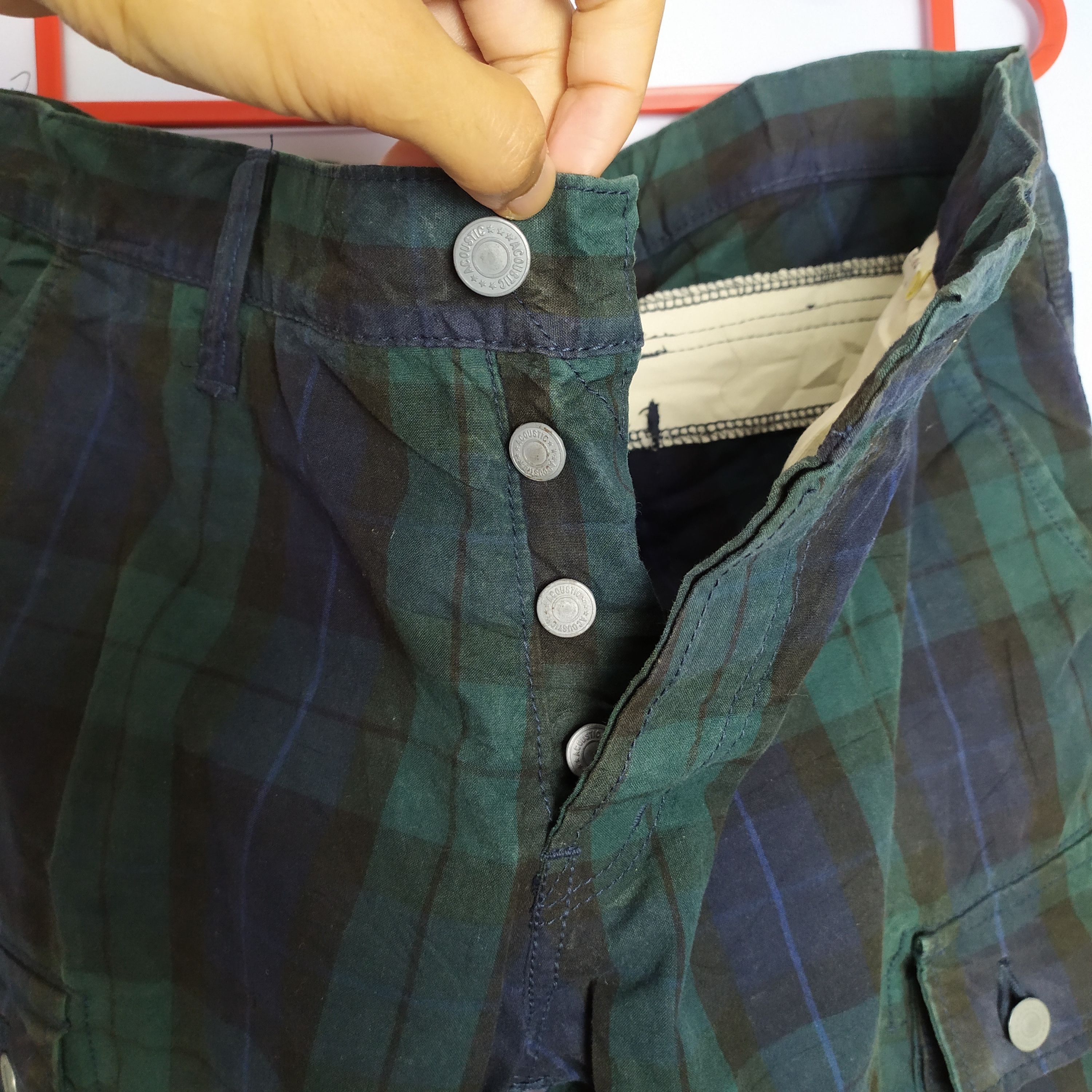 Flannel × Japanese Brand ACOUSTIC CHECKERED CARGO PANTS MULTIPOCKET TACTICAL Size US 36 / EU 52 - 2 Thumbnail