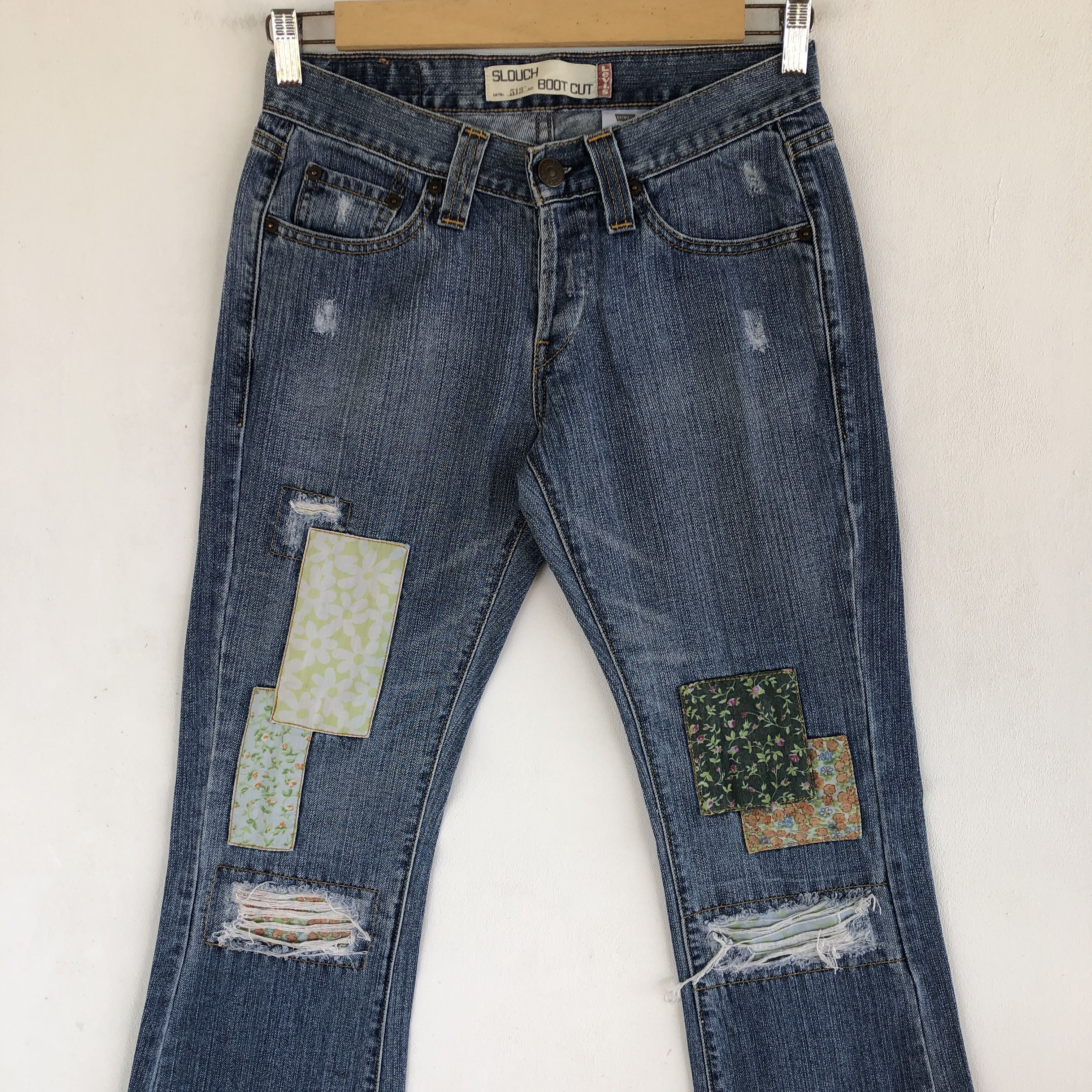 Levi's Vintage Levis Sashiko Distressed Jeans Levi's Flare Denim Size 26" / US 2 / IT 38 - 3 Thumbnail