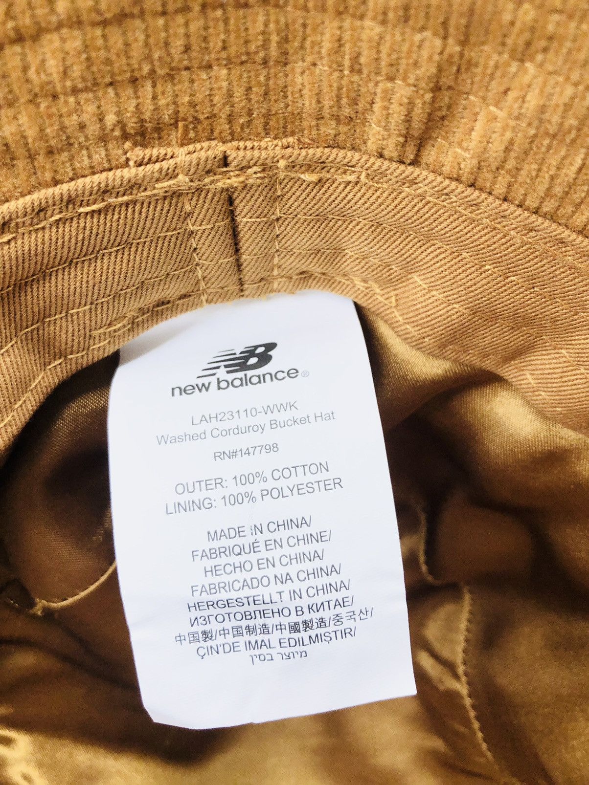 New Balance Rare Balance Corduroy Bucket Hat CARAMEL Size ONE SIZE - 5 Thumbnail