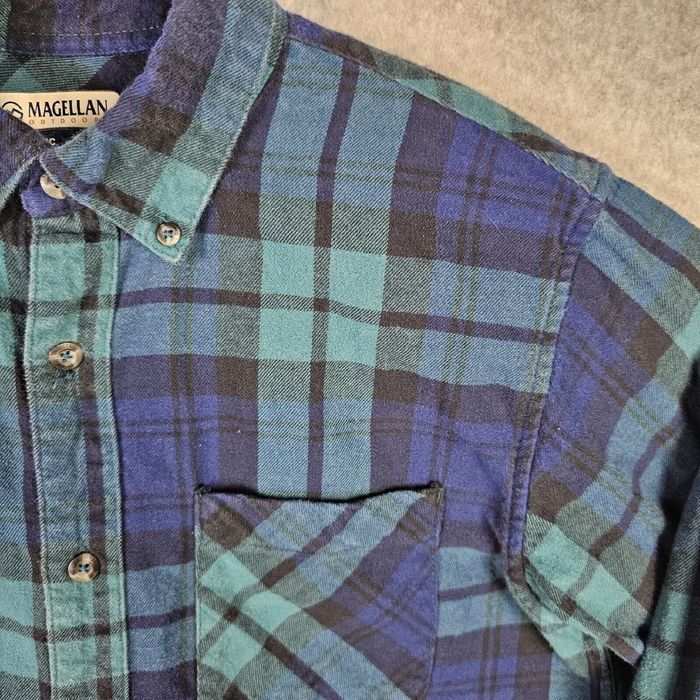 Vintage Magellan Blackwatch Plaid Flannel Shirt Mens Small Blue Green ...