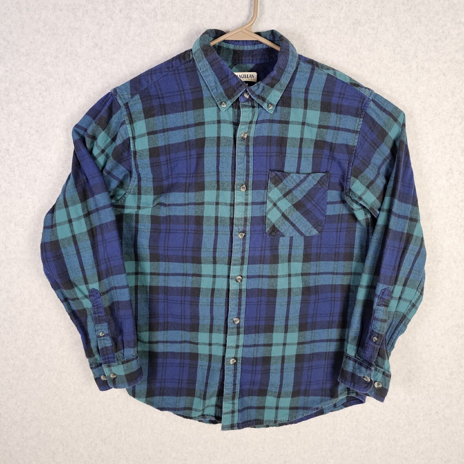 Vintage Magellan Blackwatch Plaid Flannel Shirt Mens Small Blue Green ...