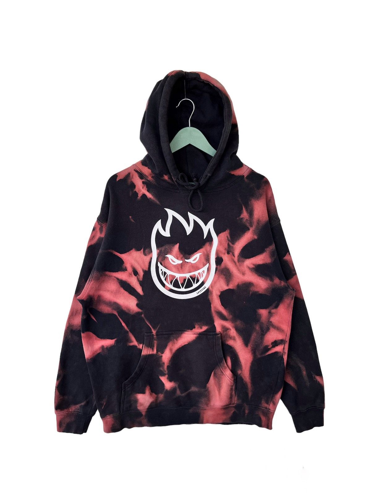 image of Independent Truck Co x Spitfire Vintage Bleach Wash Spitfire Hoodie in Dark Blue/Bleach (Size Large