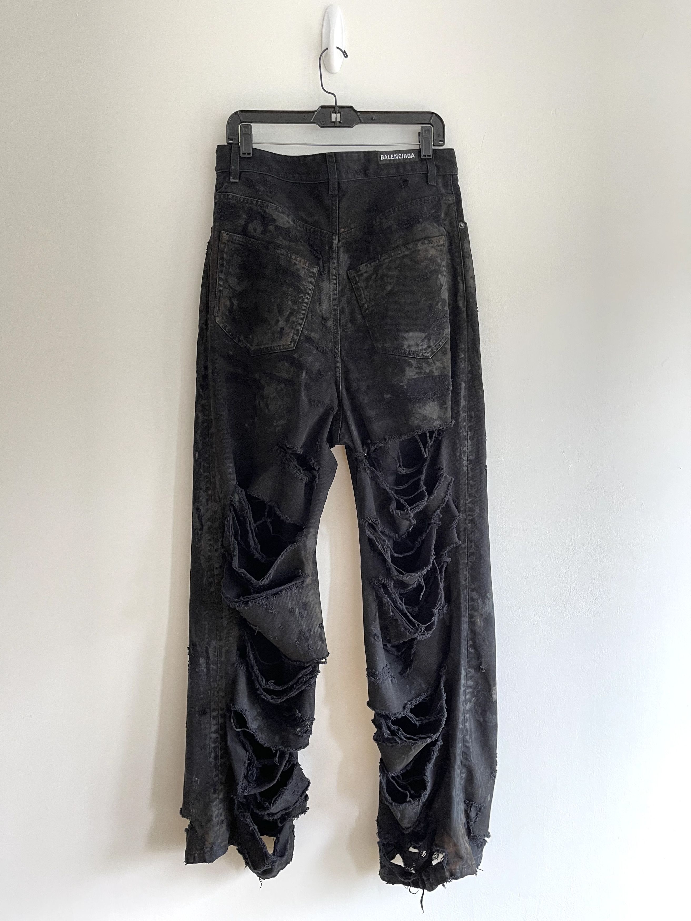 Balenciaga Mud Dyed Super Destroyed Baggy Denim Jeans NWT