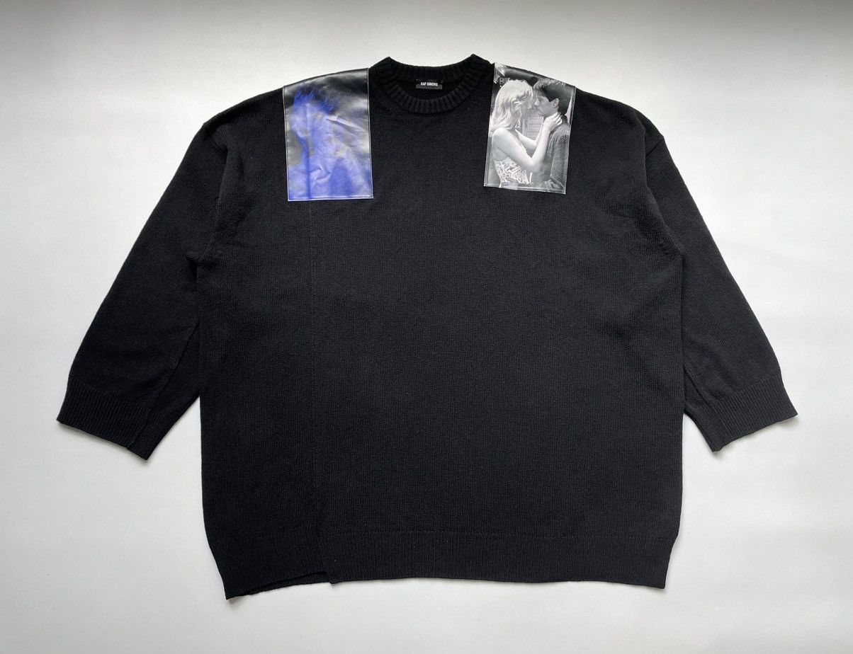 image of Raf Simons A/w 19 Blue Velvet Patch Oversized Sweater in Black, Men's (Size XL)