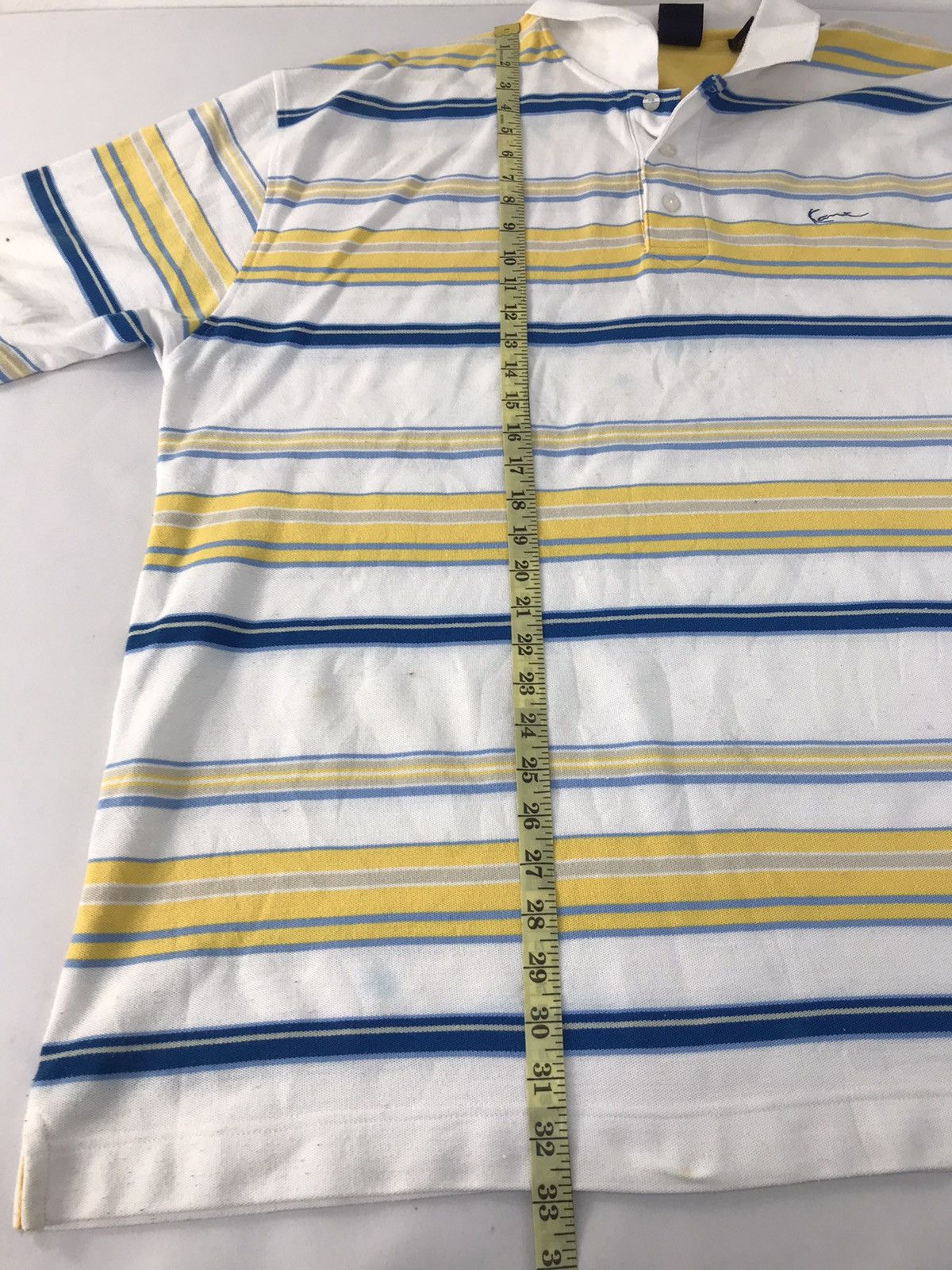 Karl Kani × Vintage Karl Kani Gold Polo Shirt Tee Striped Design Hiphop Size US XXL / EU 58 / 5 - 9 Thumbnail