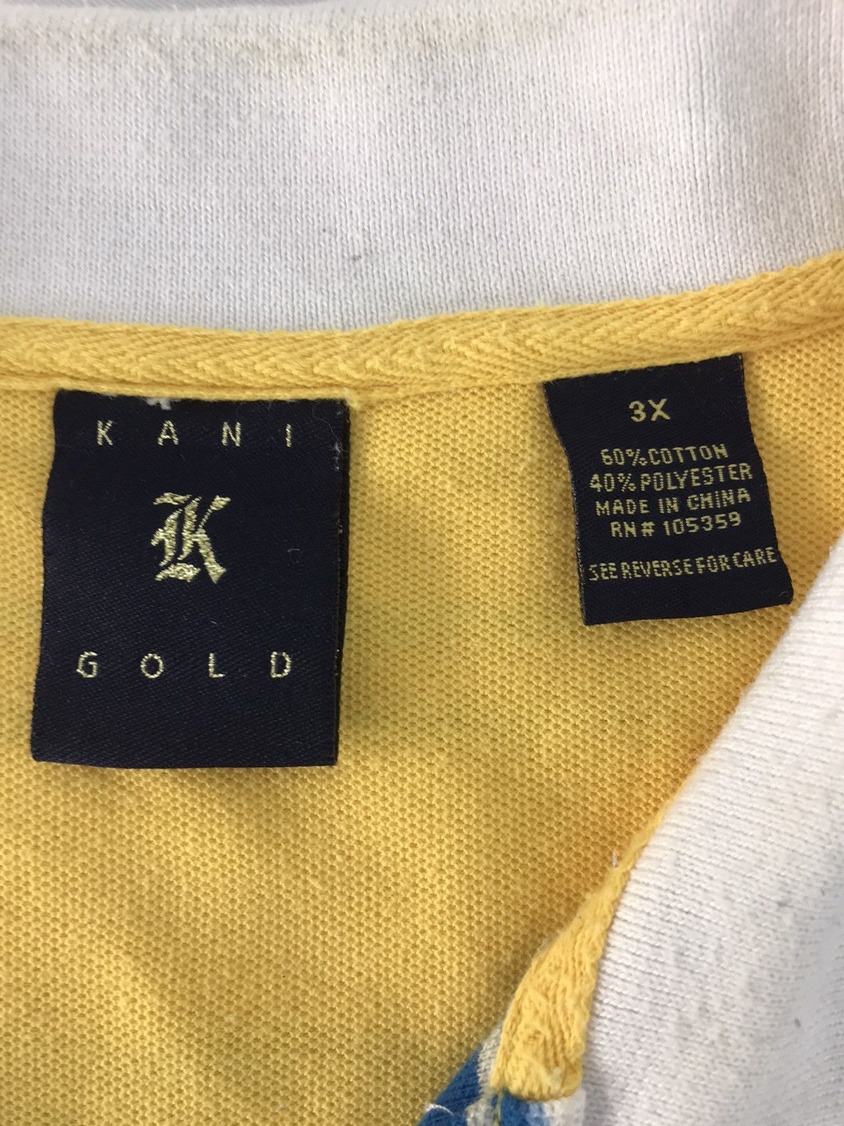 Karl Kani × Vintage Karl Kani Gold Polo Shirt Tee Striped Design Hiphop Size US XXL / EU 58 / 5 - 5 Thumbnail