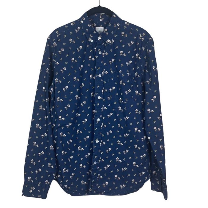 Gap Gap Wild Floral Long Sleeve Button Front Shirt Navy Print S | Grailed