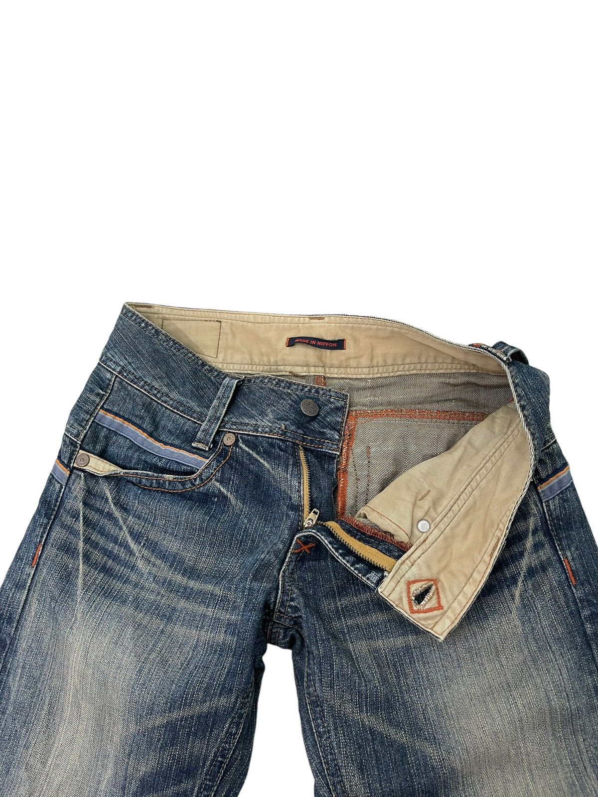 Japanese Brand Flare Jeans Blue Way Japan Acid Wash Low Rise Boot Cut 5🟦4 Size US 29 - 11 Thumbnail