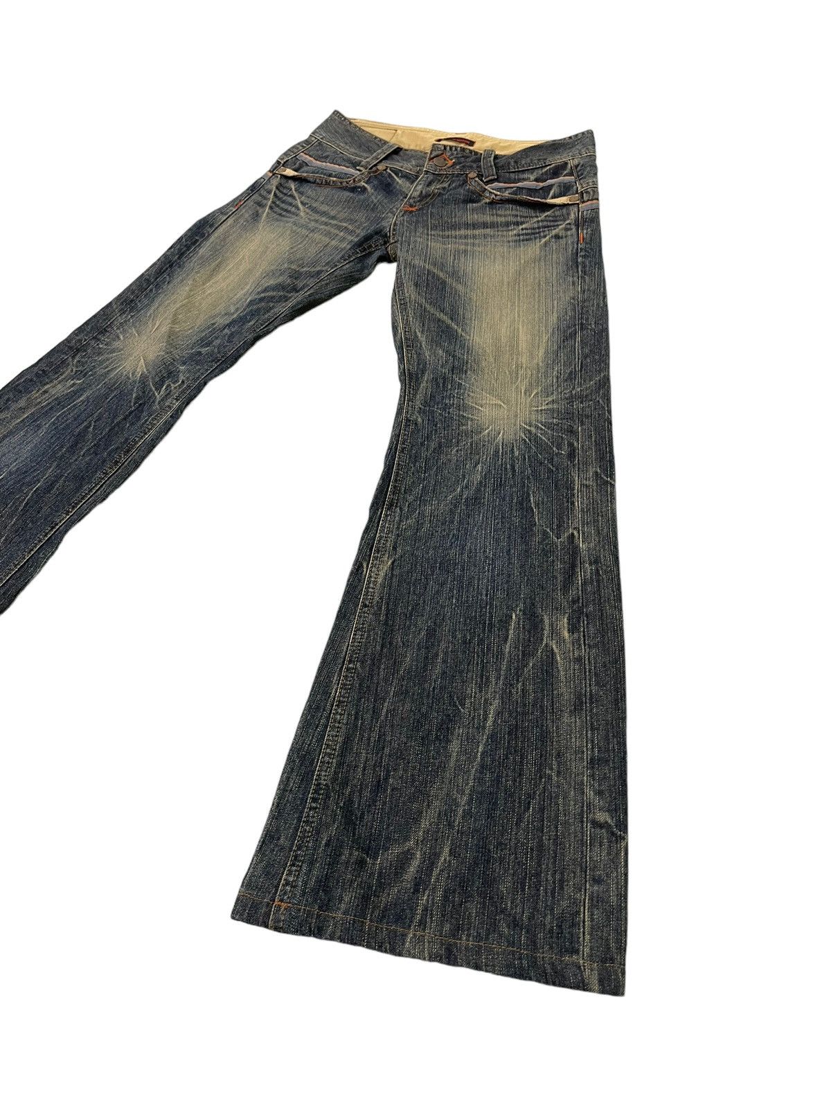 Japanese Brand Flare Jeans Blue Way Japan Acid Wash Low Rise Boot Cut 5🟦4 Size US 29 - 3 Thumbnail