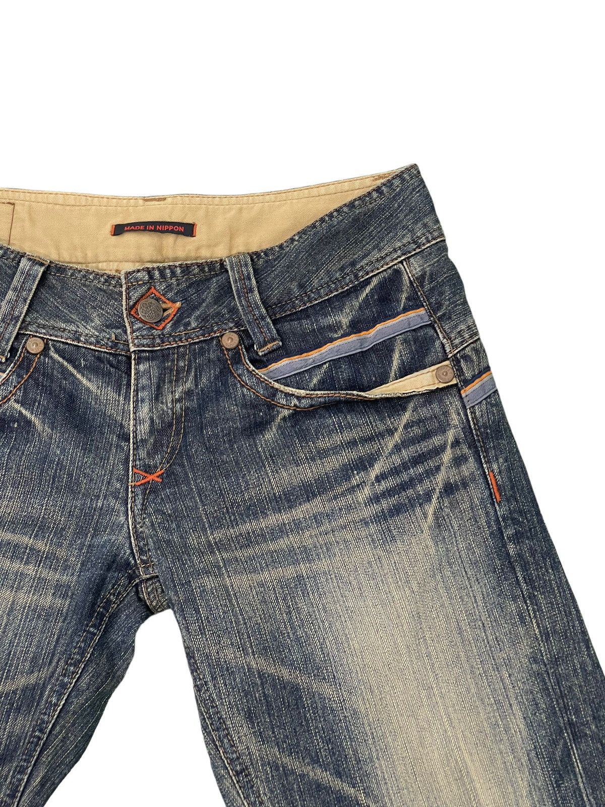Japanese Brand Flare Jeans Blue Way Japan Acid Wash Low Rise Boot Cut 5🟦4 Size US 29 - 9 Thumbnail