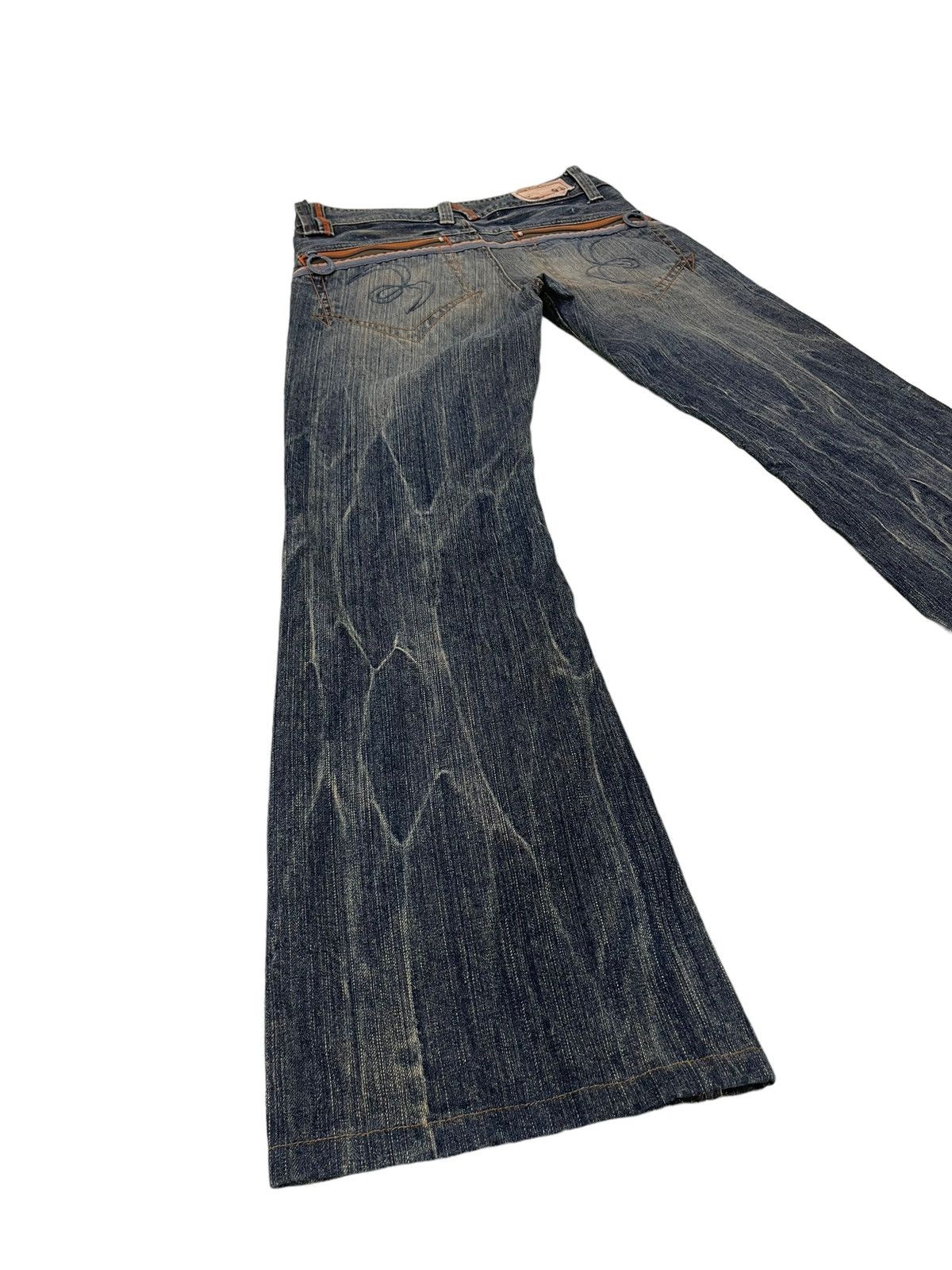 Japanese Brand Flare Jeans Blue Way Japan Acid Wash Low Rise Boot Cut 5🟦4 Size US 29 - 13 Thumbnail