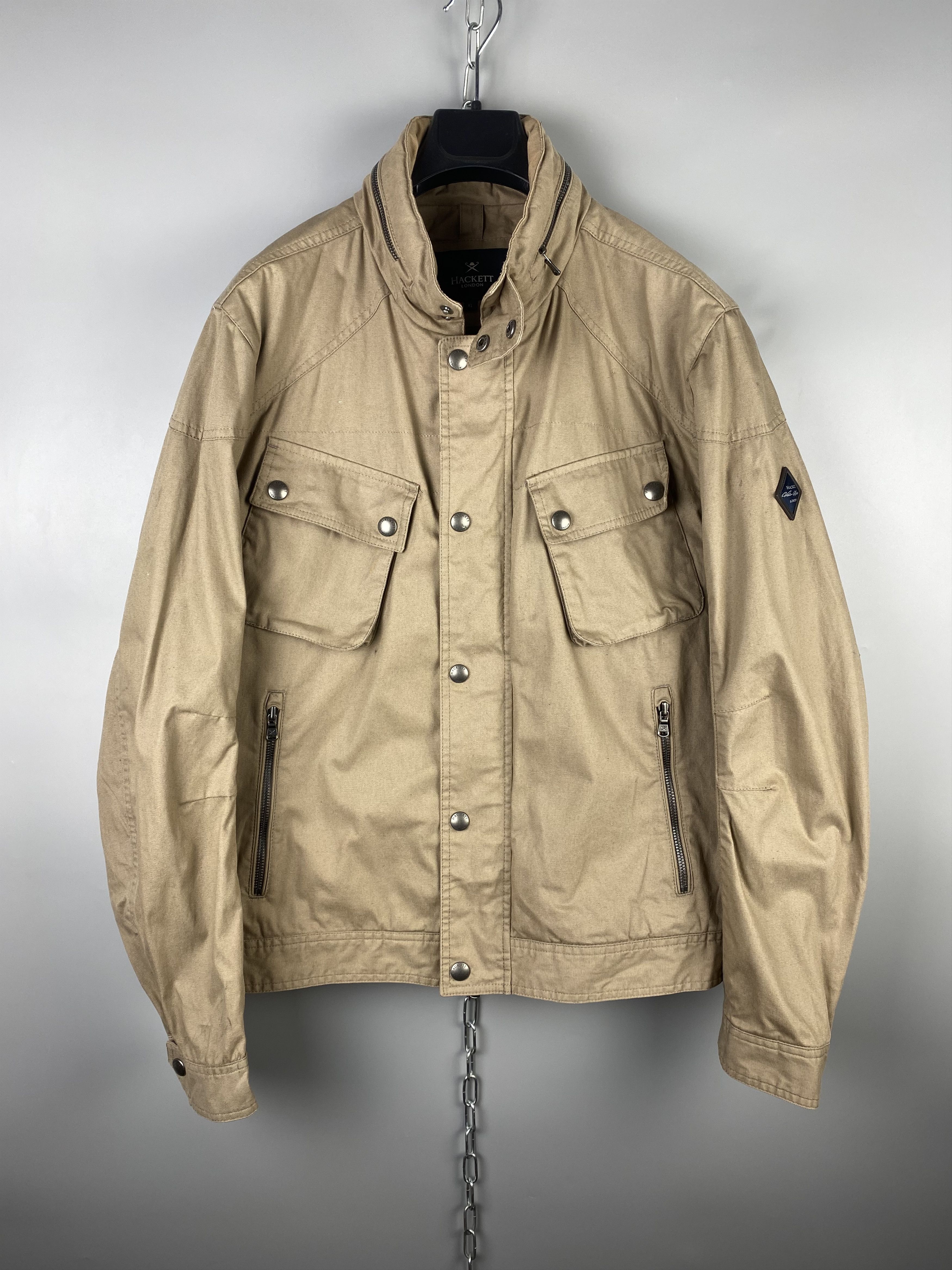 image of Hackett London Biker Velo Speed Jacket Coat in Beige, Men's (Size XL)