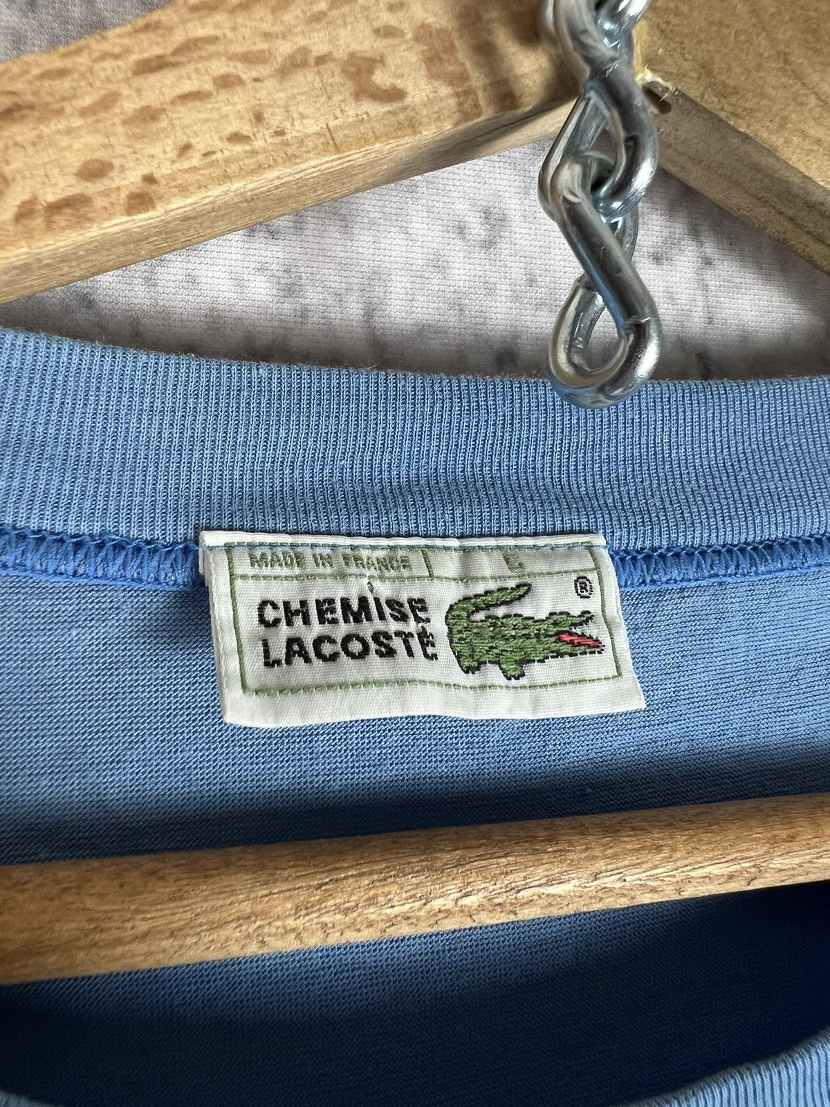 Lacoste × Vintage Vintage 80's Chemise Lacoste T-Shirt baby blue Size US L / EU 52-54 / 3 - 3 Thumbnail
