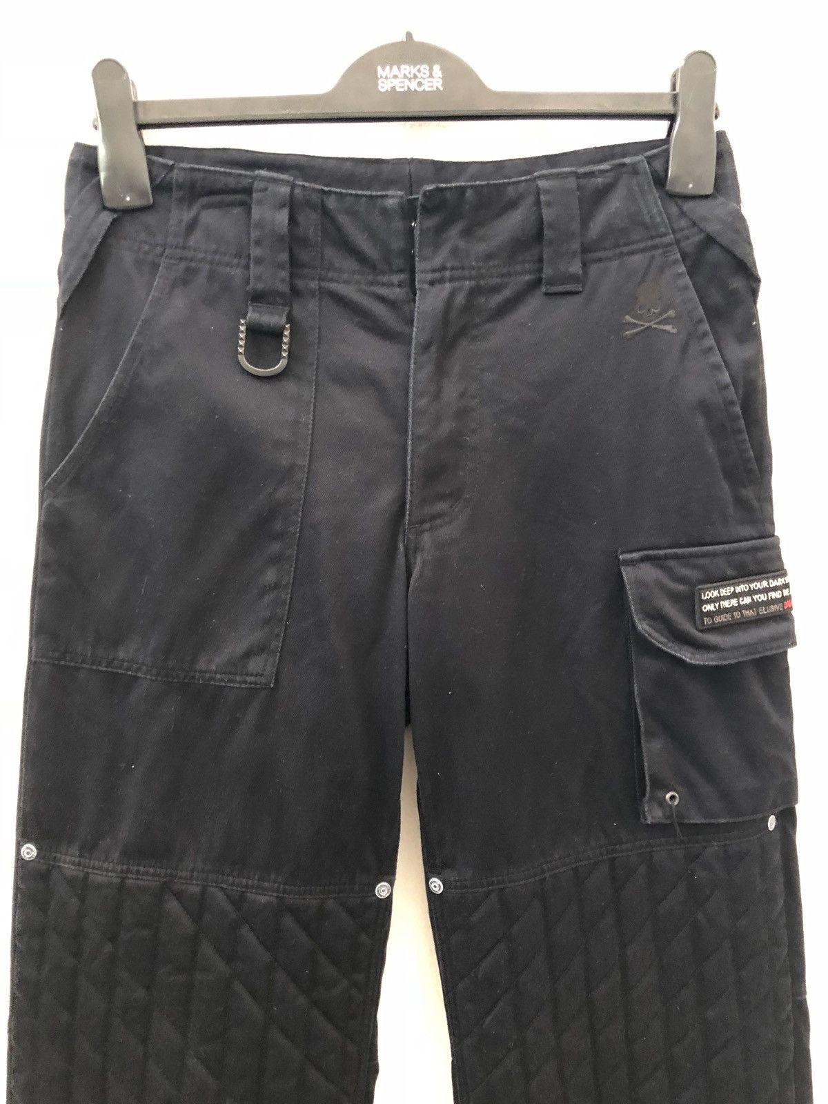 Roen Japan Roen Skull Quilting Knee Baggy Wide Black Cargo Size US 29 - 2 Thumbnail