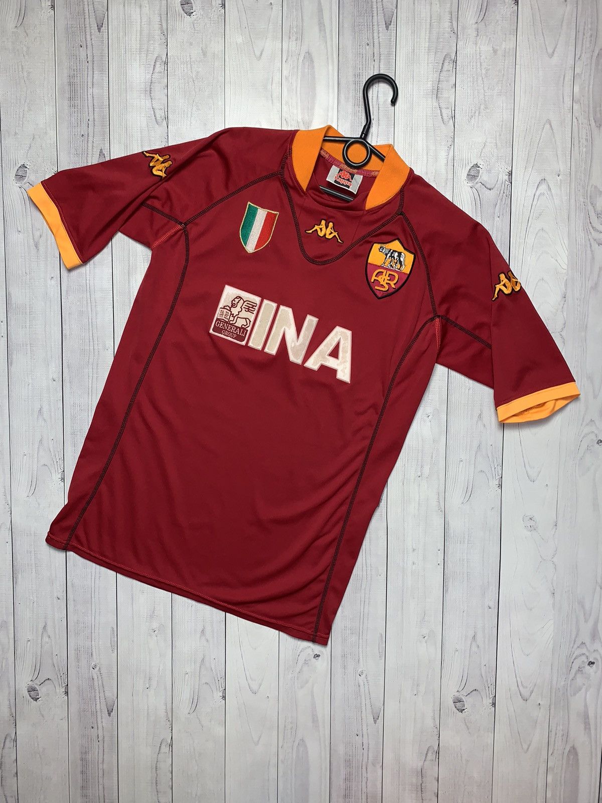 image of Vintage Ac Roma Soccer Jersey Kappa Size M in Red, Men's