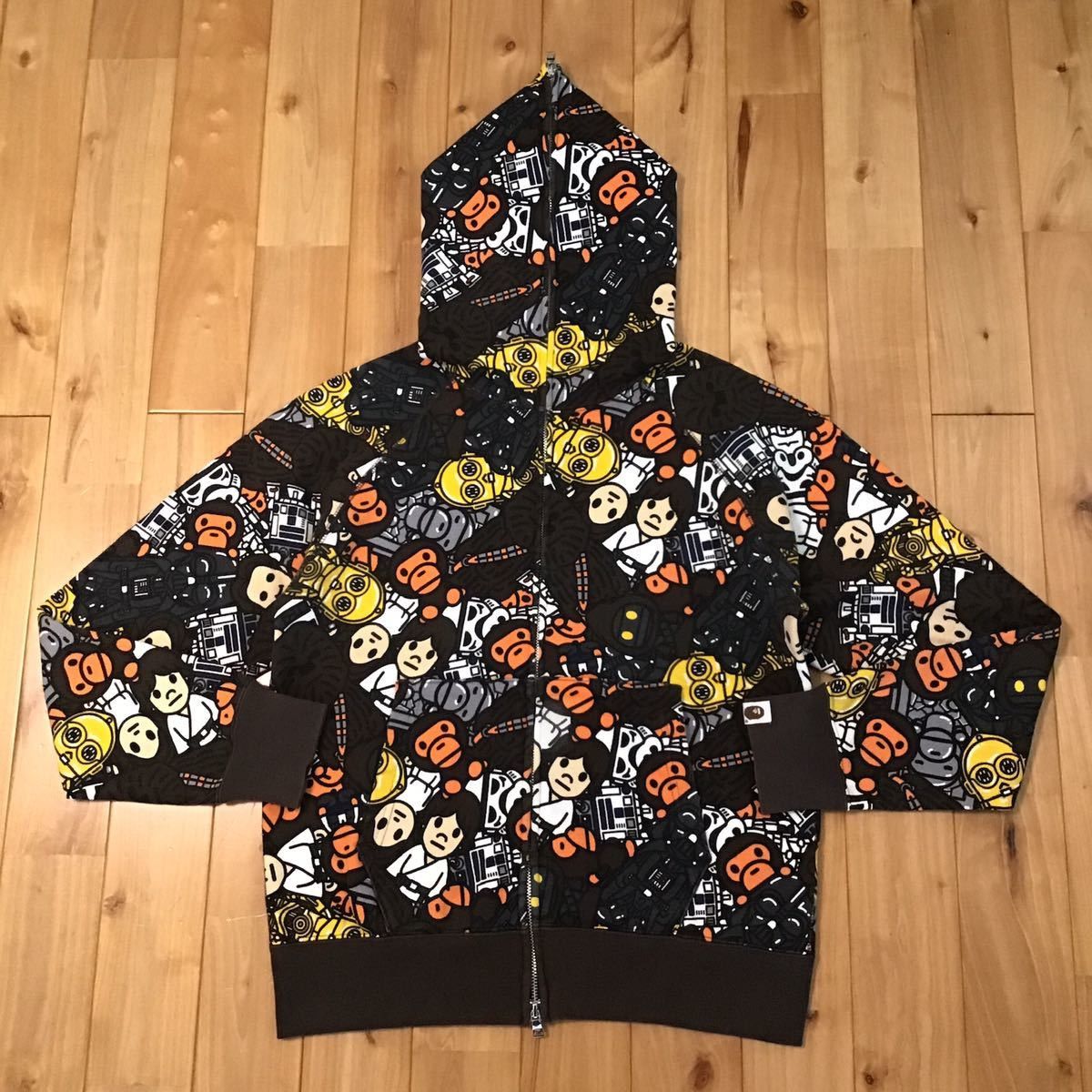 image of Bape × Starwars Milo Full Zip Hoodie in Black, Men's (Size Small)