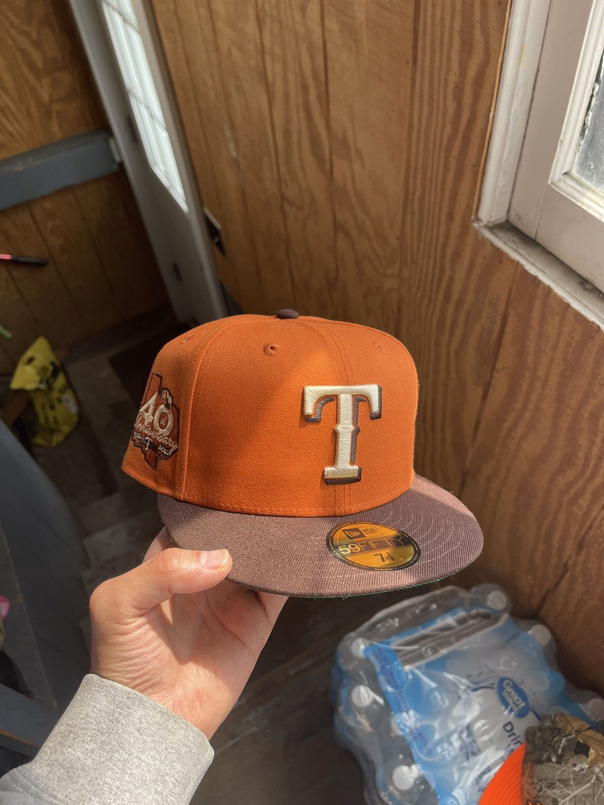 image of New Era Texas Rangers Fall Pack Two Tone Fitted Green Uv Size 7 1/8 in Burnt Orange, Men's