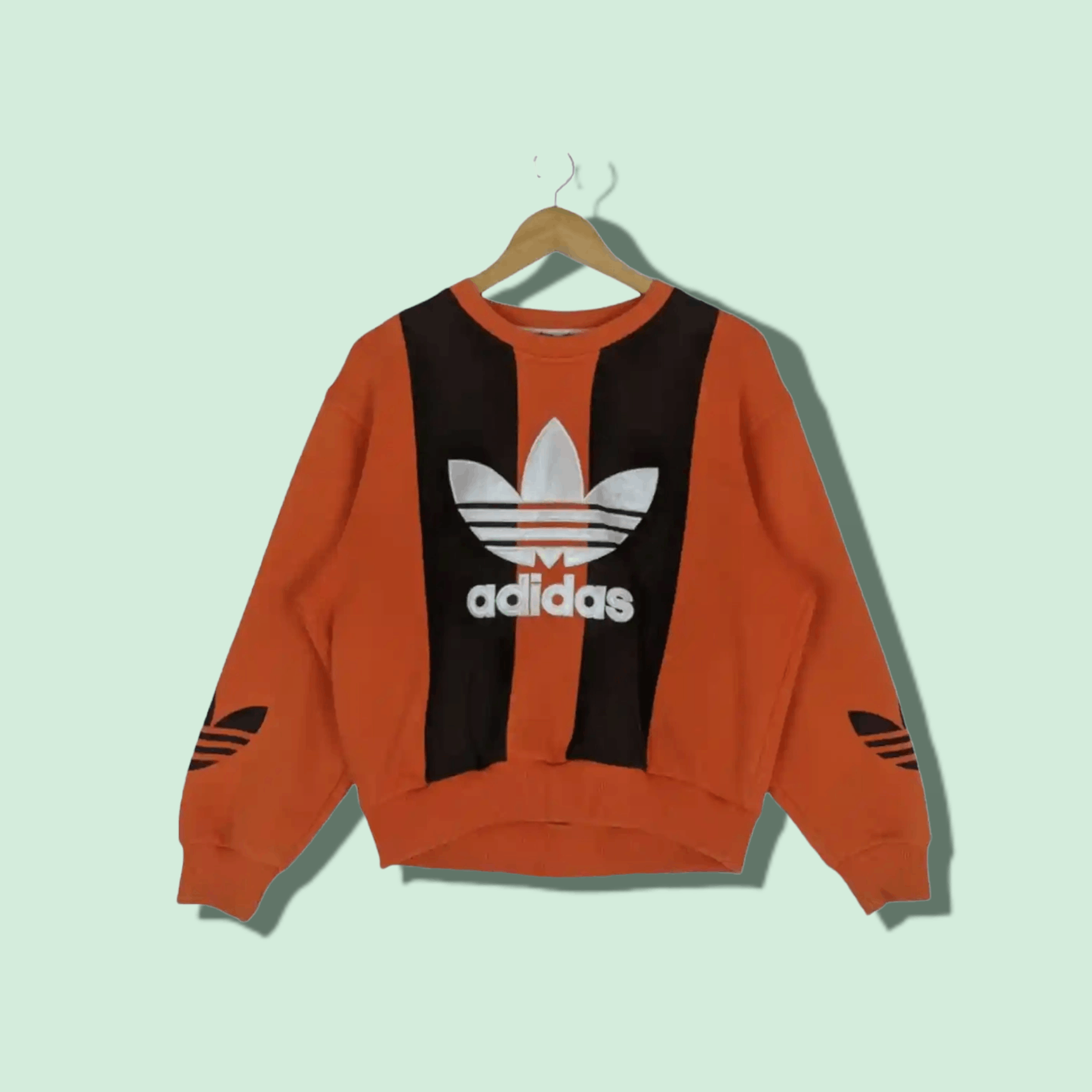 image of 1990X Clothing x Adidas Vintage 80's Adidas Trefoil Big Logo Multicolor Sweatshirt in Orange (Size 