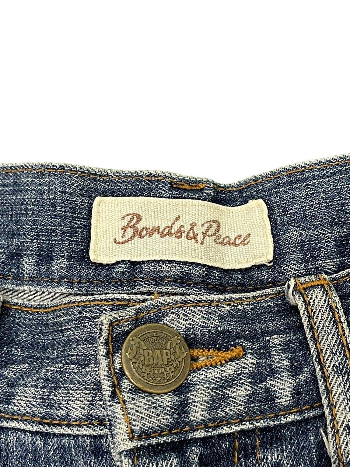 Japanese Brand Flare Jeans Bonds & Peace Patchwork Boro Denim Boot Cut 4🟦1 Size US 31 - 10 Thumbnail