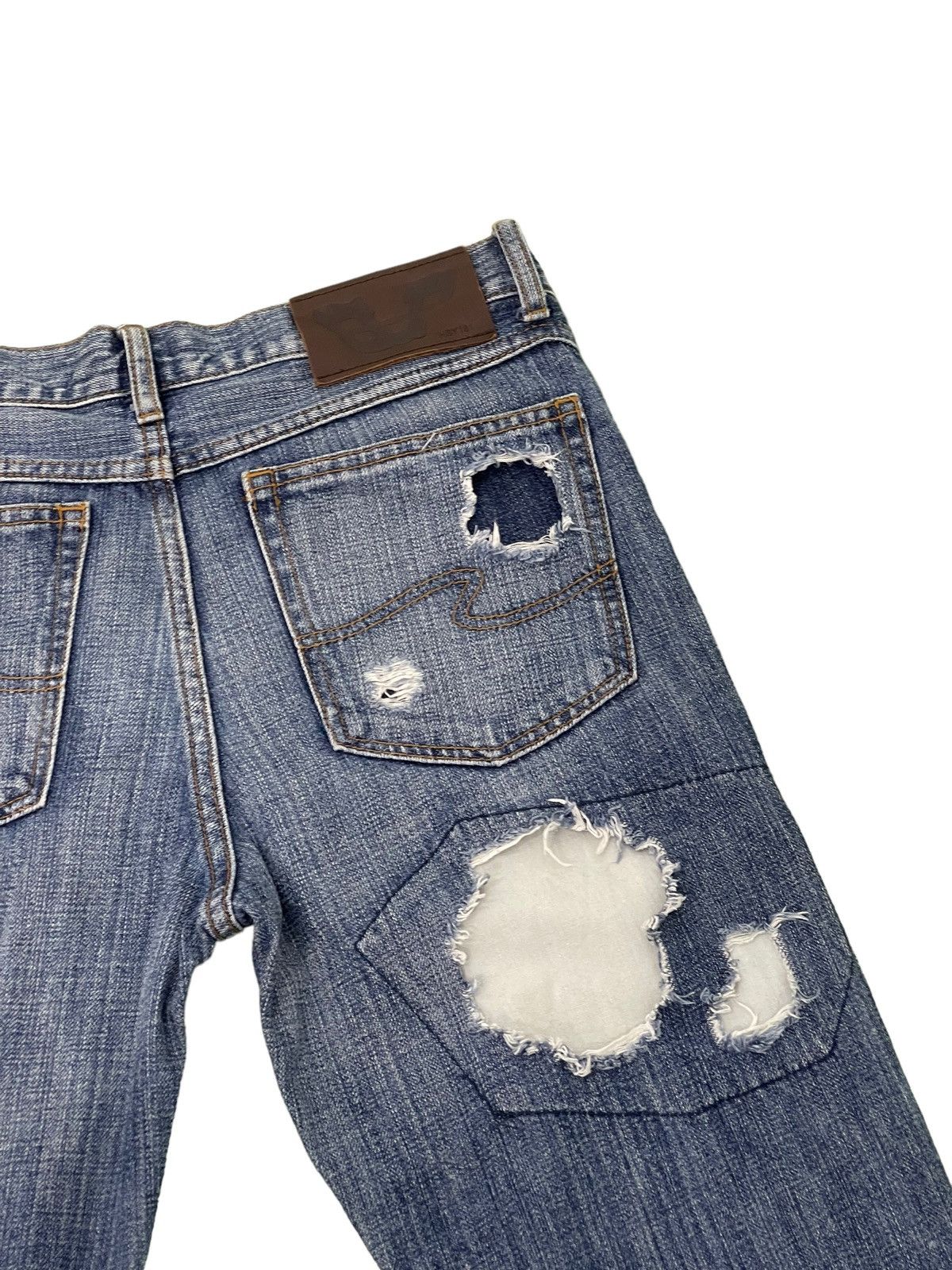Japanese Brand Flare Jeans Bonds & Peace Patchwork Boro Denim Boot Cut 4🟦1 Size US 31 - 18 Thumbnail