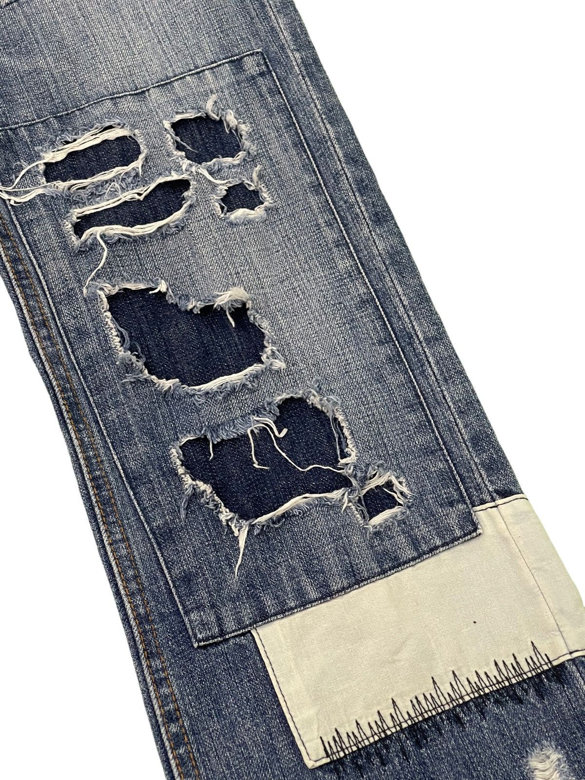 Japanese Brand Flare Jeans Bonds & Peace Patchwork Boro Denim Boot Cut 4🟦1 Size US 31 - 7 Thumbnail
