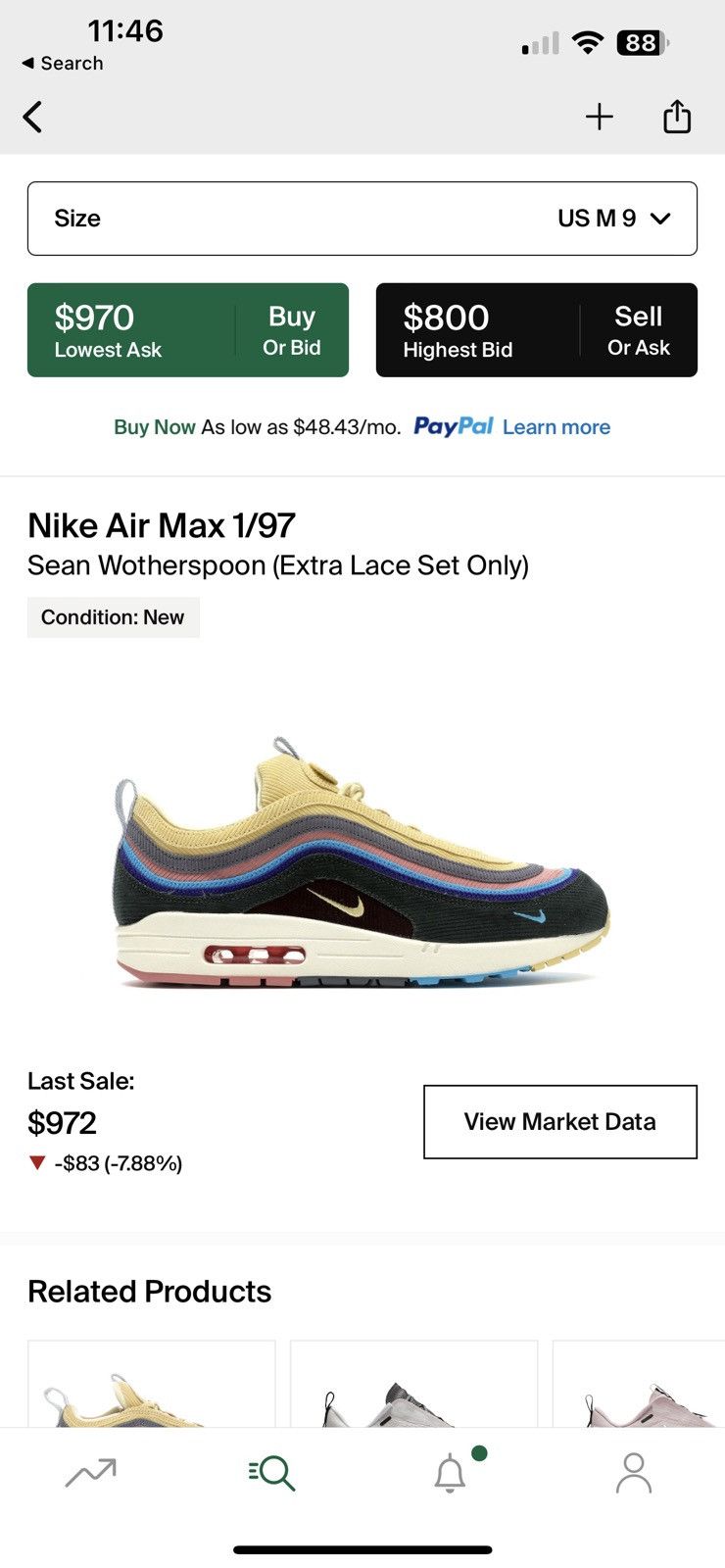 Nike Air Max 1/97 Sean Wotherspoon 2018 Size US 9 / EU 42 - 10 Thumbnail