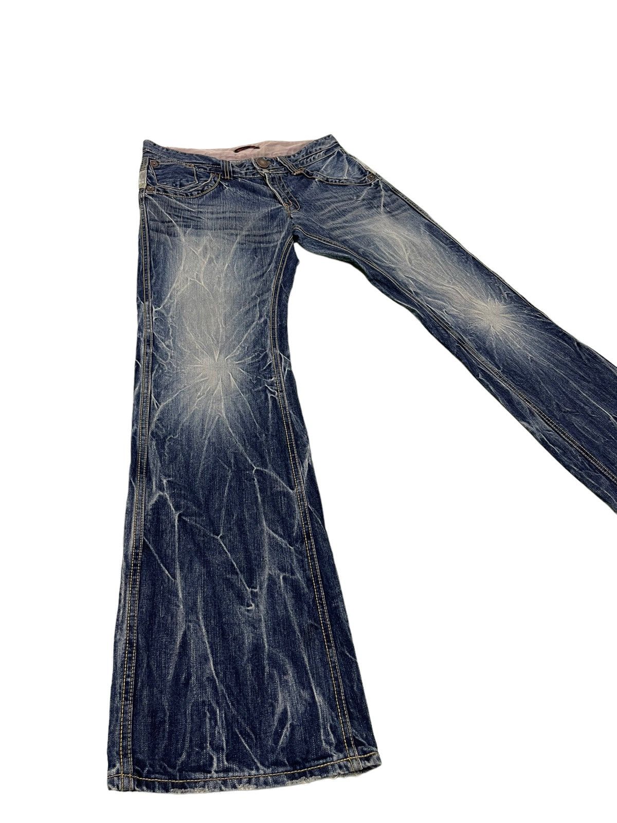 image of Hype Flare Jeans Blue Way Japan Acid Wash Low Rise Boot Cut 42, Men's (Size 33)