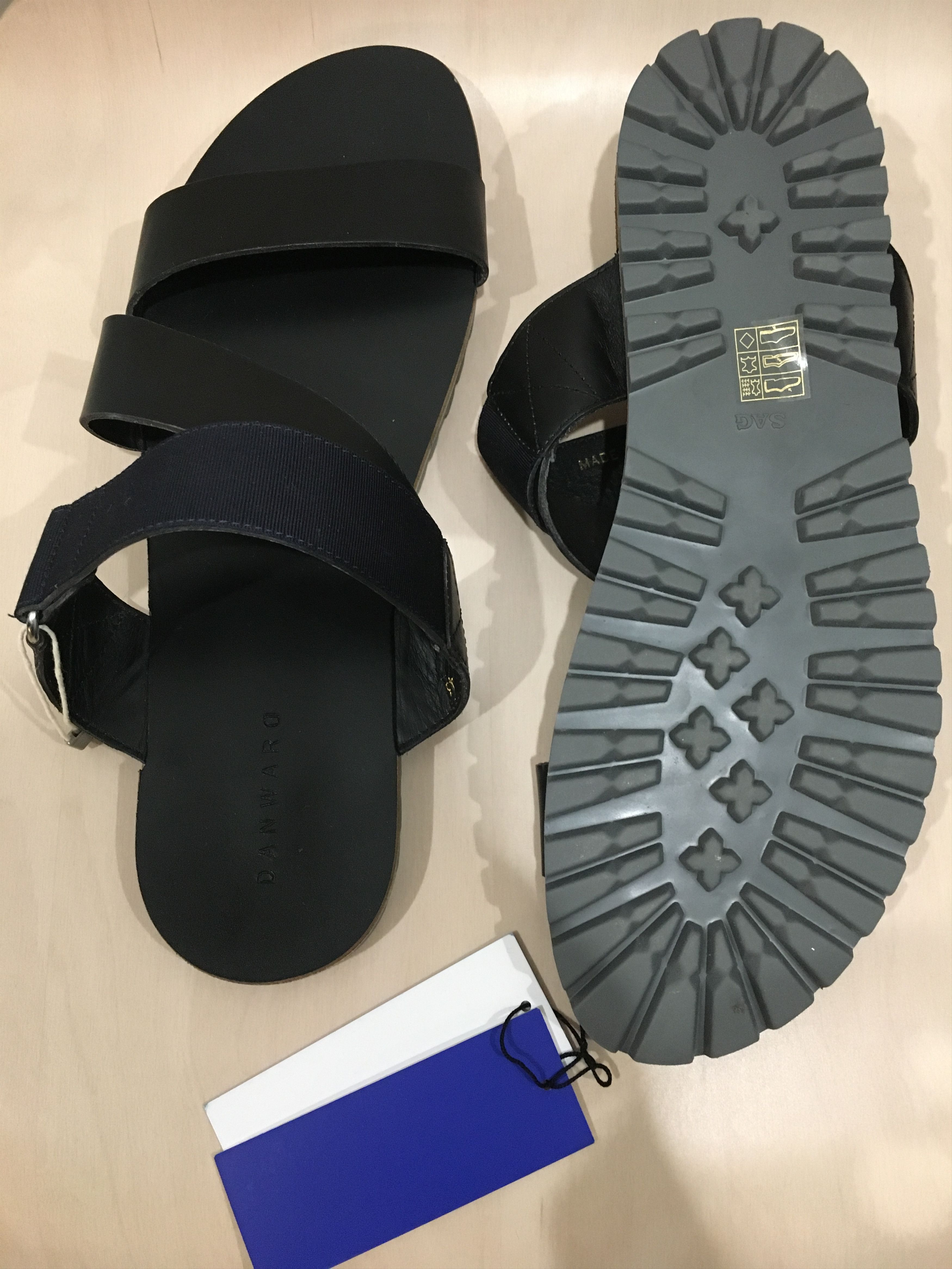 DANWARD NEW EU245 leather slides w/ rubber sole, made in Italy Size US 10 / EU 43 - 3 Thumbnail