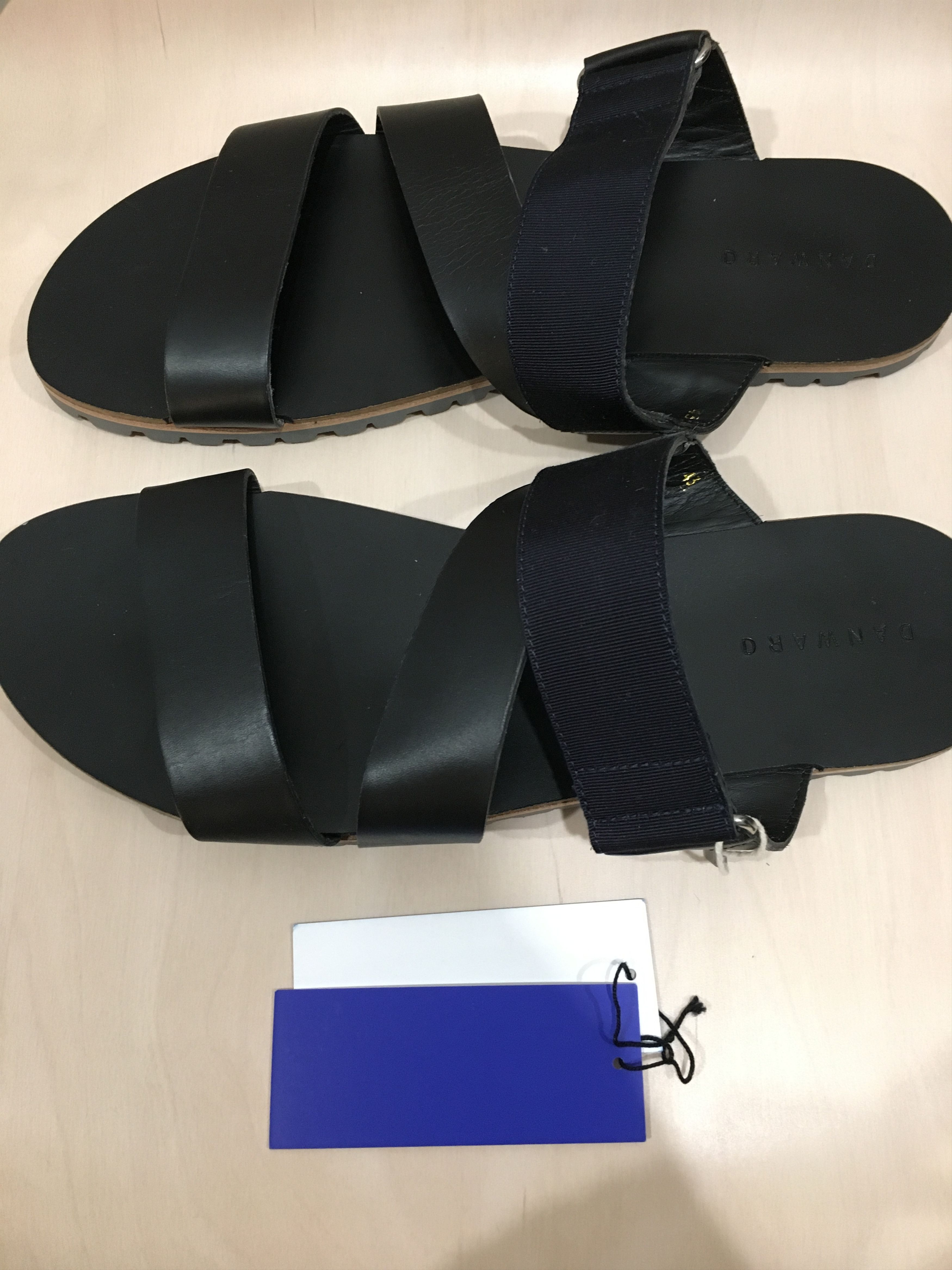 DANWARD NEW EU245 leather slides w/ rubber sole, made in Italy Size US 10 / EU 43 - 2 Thumbnail