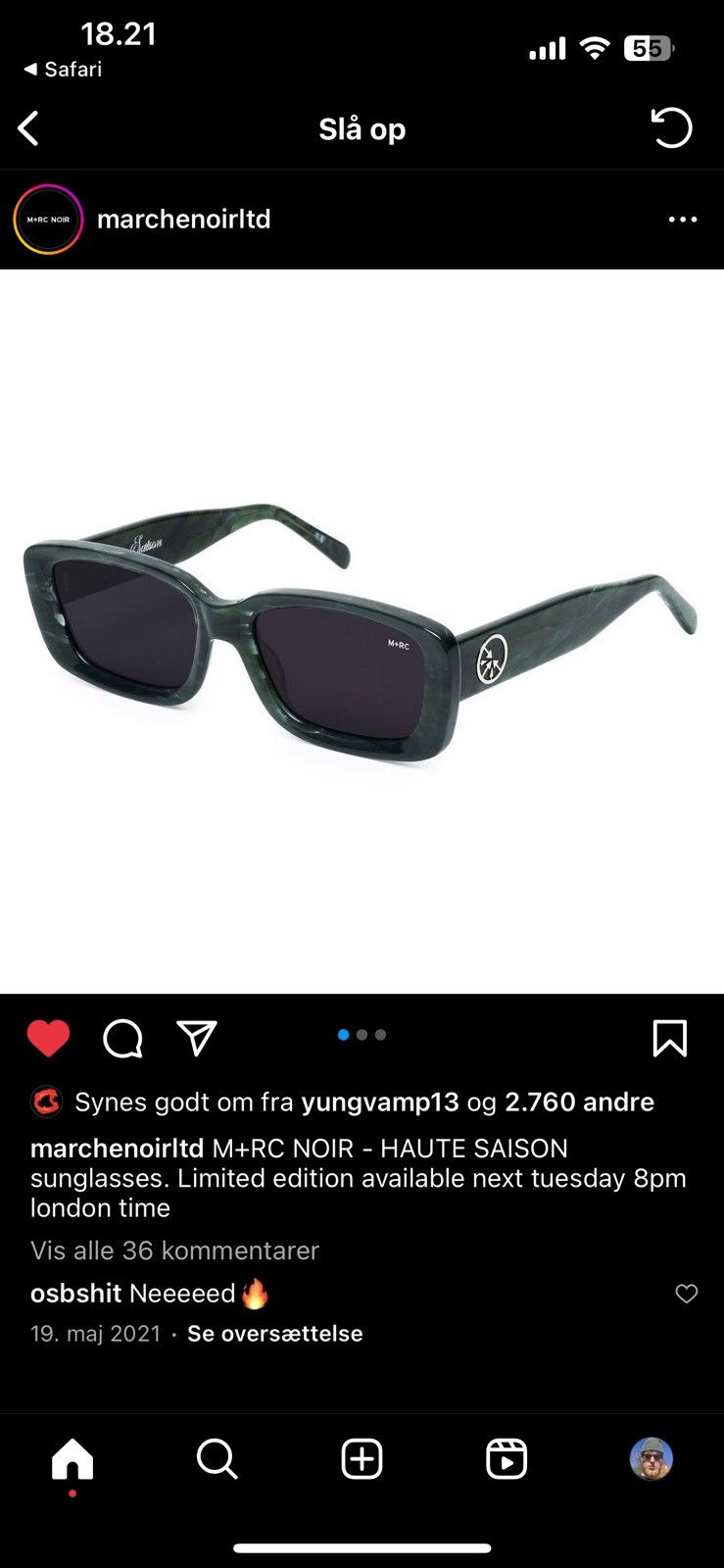 M+Rc Noir M+RC Noir Haute-Saison Green Sunglasses Size ONE SIZE - 1 Thumbnail