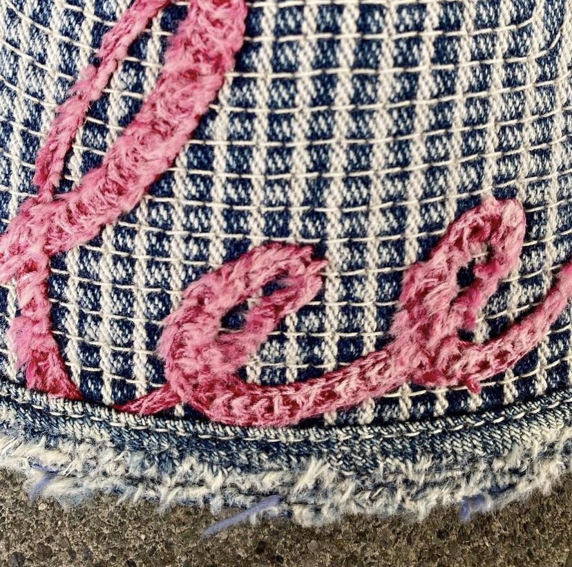 Kapital Trashed Chainstitch Denim Hickory Kola Cap Hat (Sleep) Size ONE SIZE - 4 Thumbnail