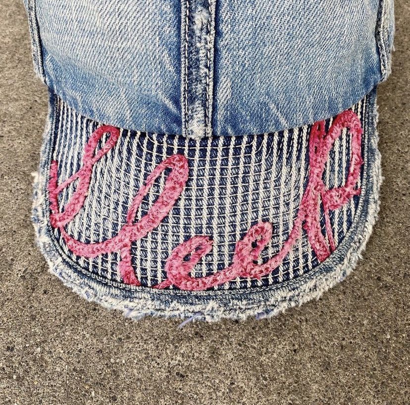 Kapital Trashed Chainstitch Denim Hickory Kola Cap Hat (Sleep) Size ONE SIZE - 3 Thumbnail